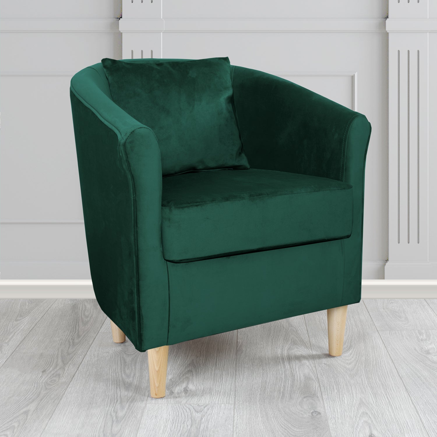 Express St Tropez Monaco Jasper Plush Velvet Fabric Tub Chair with Scatter Cushion (6604851871786)