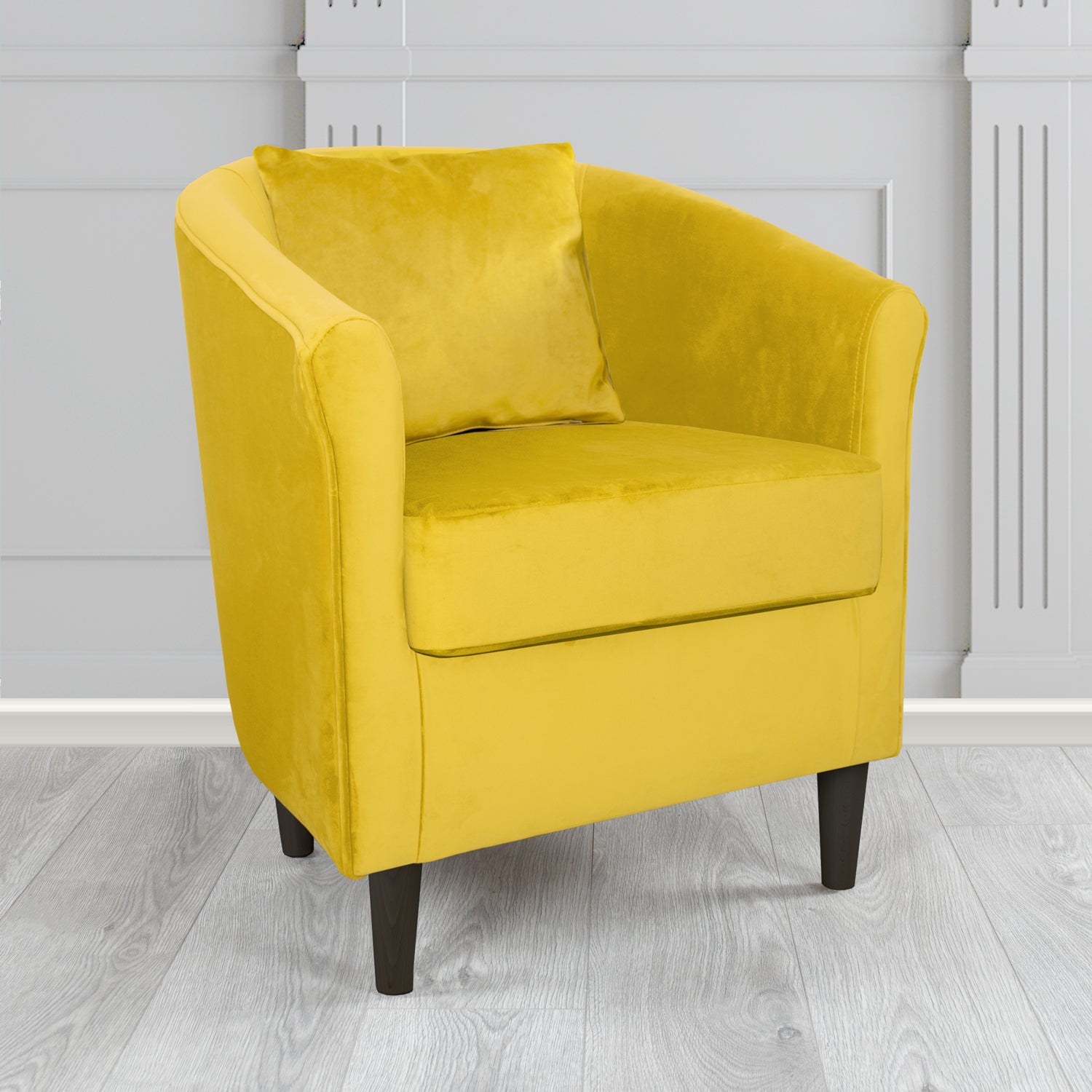 Express St Tropez Monaco Lemon Plush Velvet Fabric Tub Chair with Scatter Cushion (6604855214122)