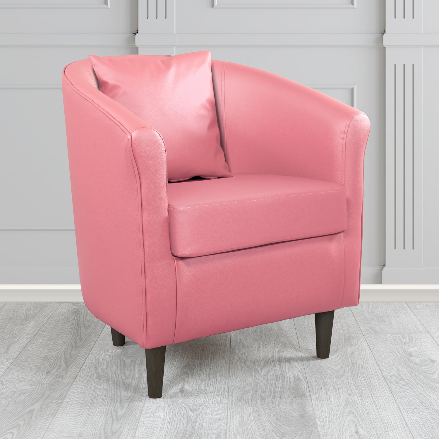 St Tropez Pink DR Faux Leather Tub Chair (6628836605994)