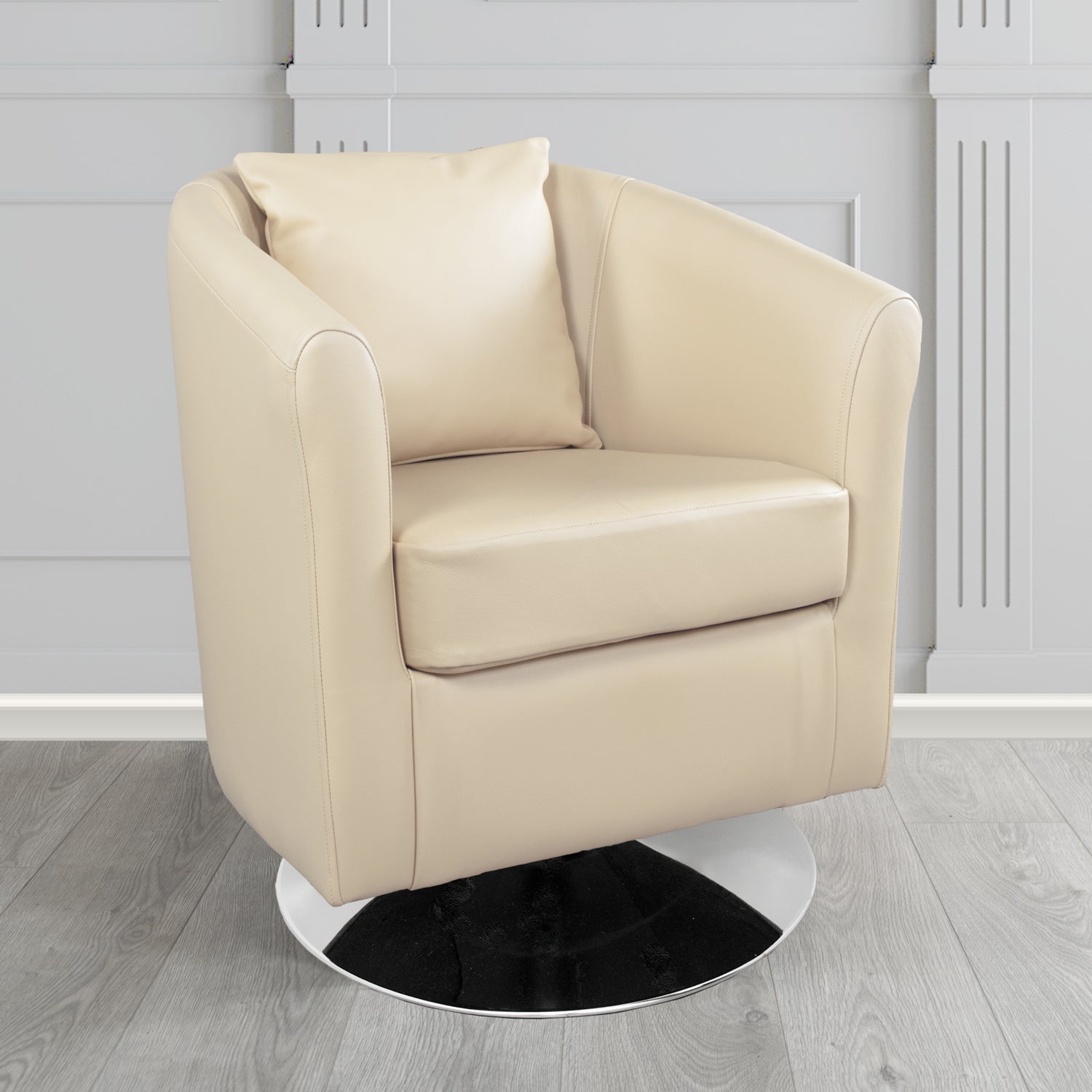 St Tropez Shelly Almond Crib 5 Genuine Leather Swivel Tub Chair (4630103195690)