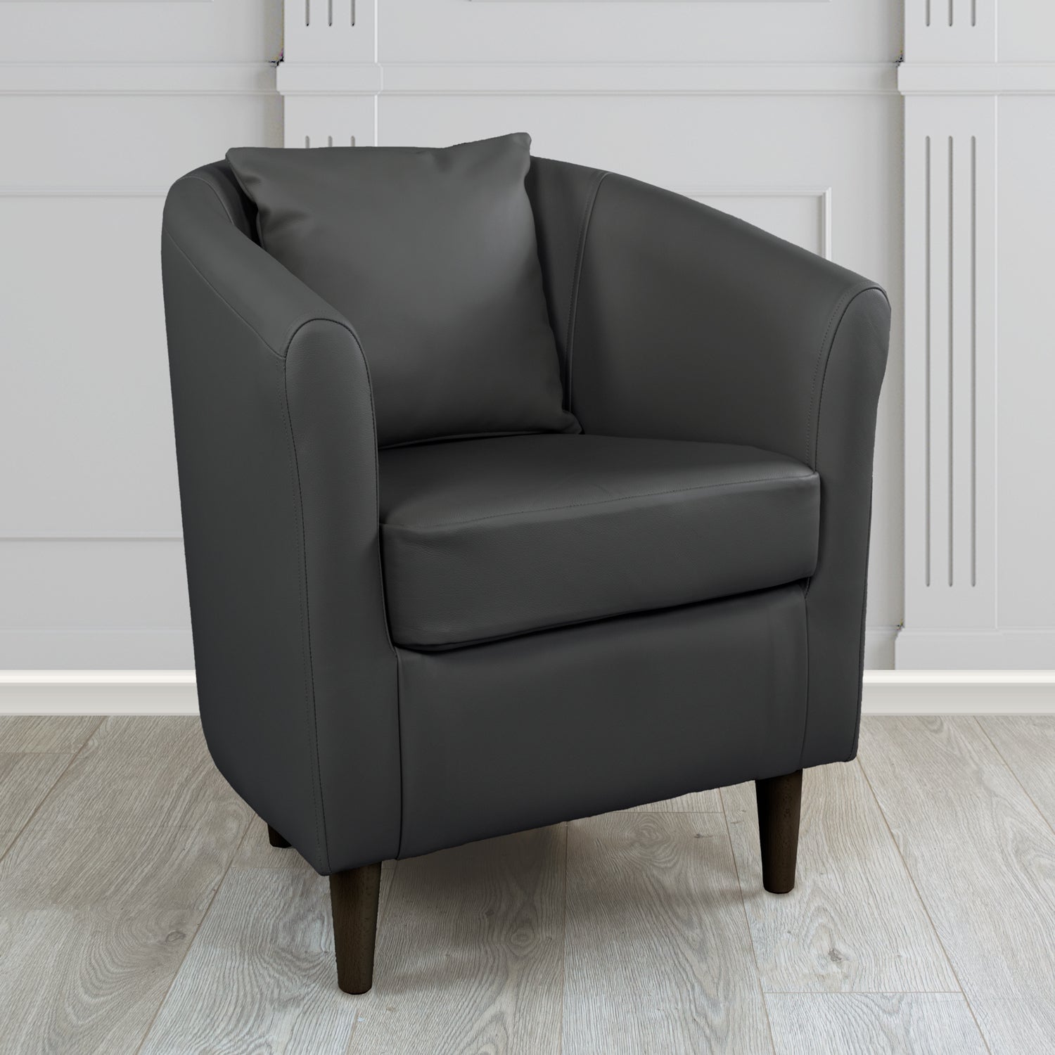 St Tropez Shelly Black Crib 5 Genuine Leather Tub Chair (4629935357994)