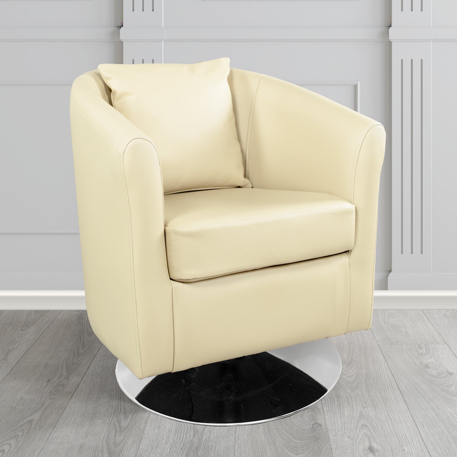 St Tropez Shelly Cream Crib 5 Genuine Leather Swivel Tub Chair (4630112895018)