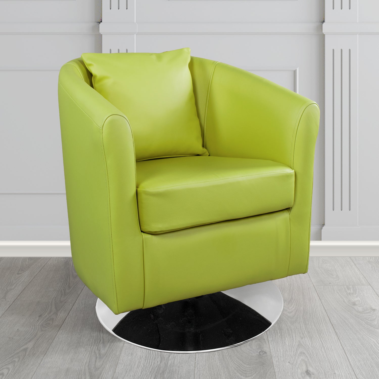 St Tropez Shelly Field Green Crib 5 Genuine Leather Swivel Tub Chair (4630130622506)