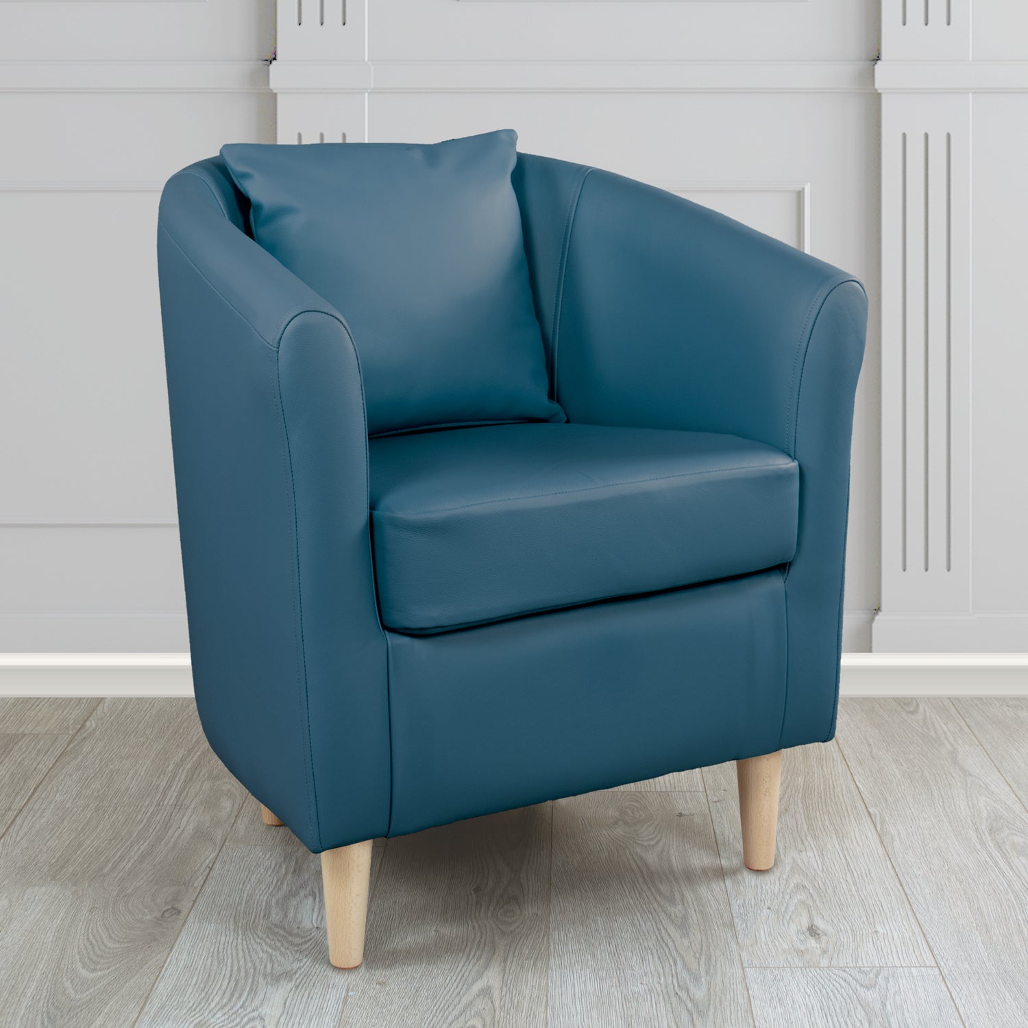 St Tropez Shelly Majolica Blue Crib 5 Genuine Leather Tub Chair (4630019211306)