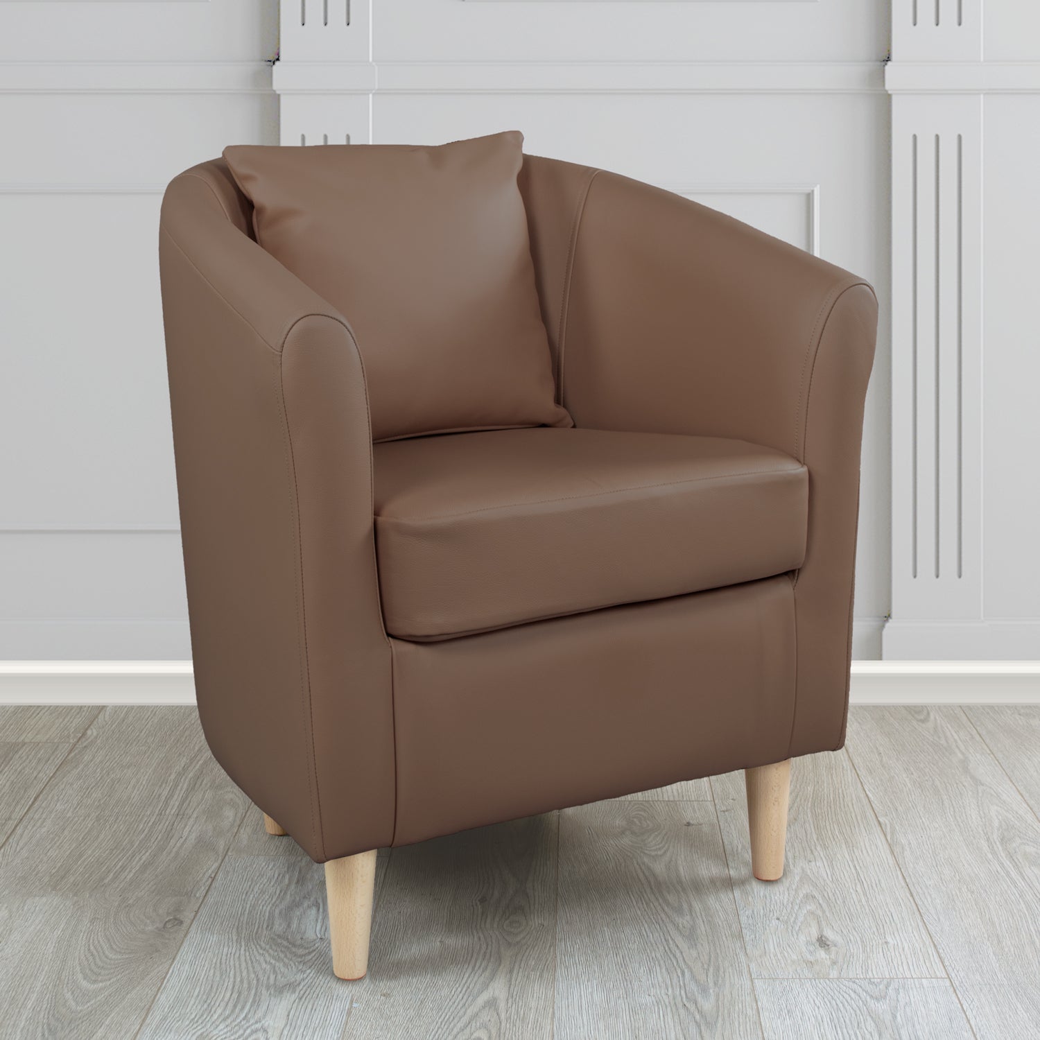 St Tropez Shelly Mocha Crib 5 Genuine Leather Tub Chair (4630021341226)