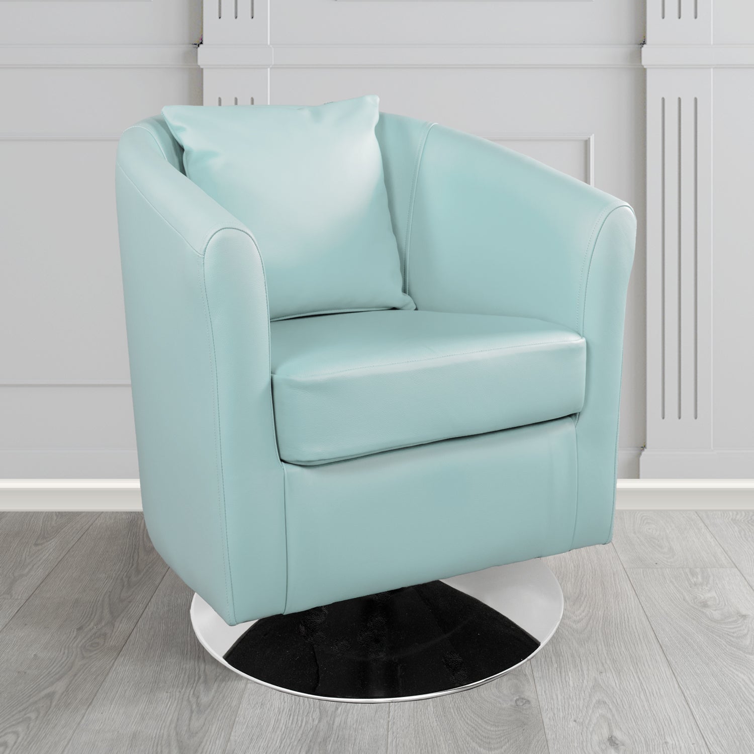 St Tropez Shelly Parlour Blue Crib 5 Genuine Leather Swivel Tub Chair (4630485073962)