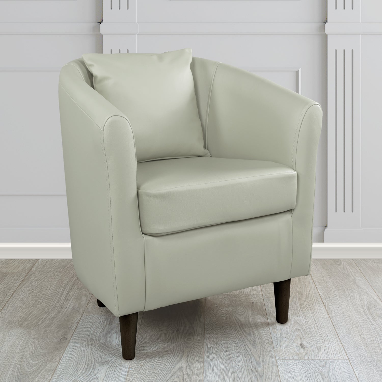 St Tropez Shelly Silver Grey Crib 5 Genuine Leather Tub Chair (4630041788458)