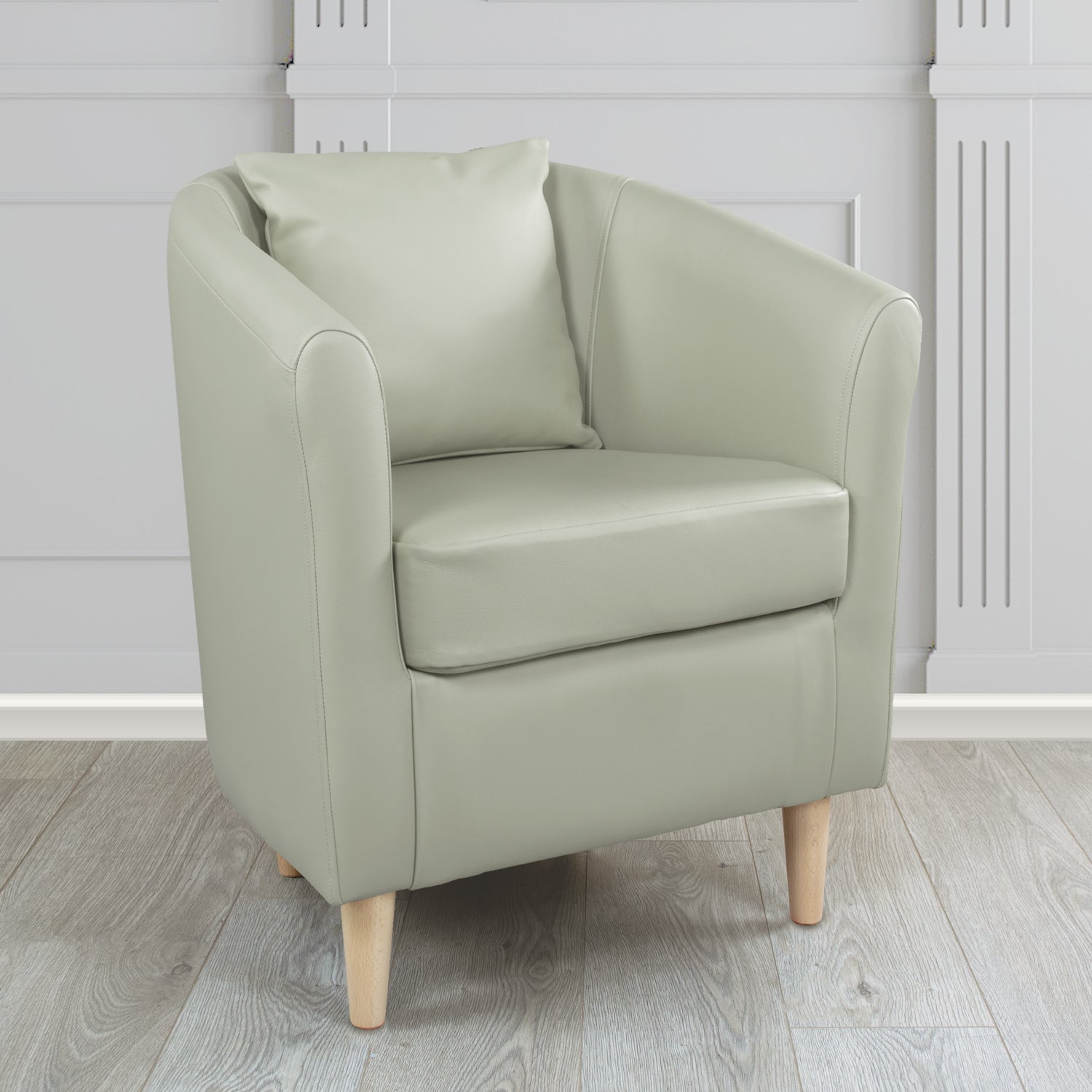 St Tropez Shelly Silver Grey Crib 5 Genuine Leather Tub Chair (4630041788458)