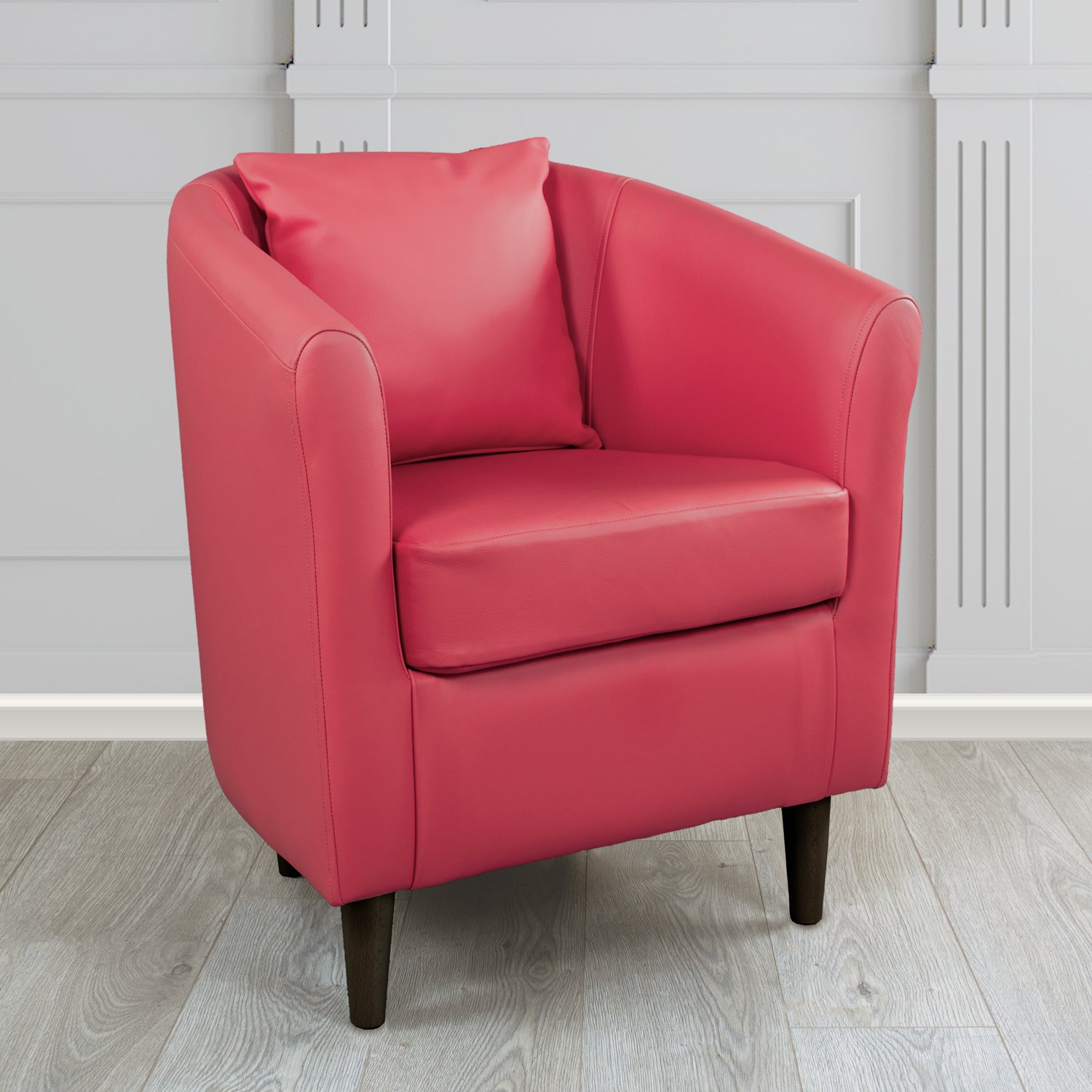 St Tropez Shelly Velvet Red Crib 5 Genuine Leather Tub Chair (4630063251498)