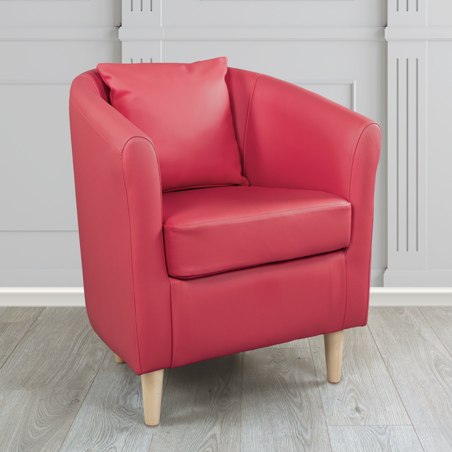 St Tropez Shelly Velvet Red Crib 5 Genuine Leather Tub Chair (4630063251498)