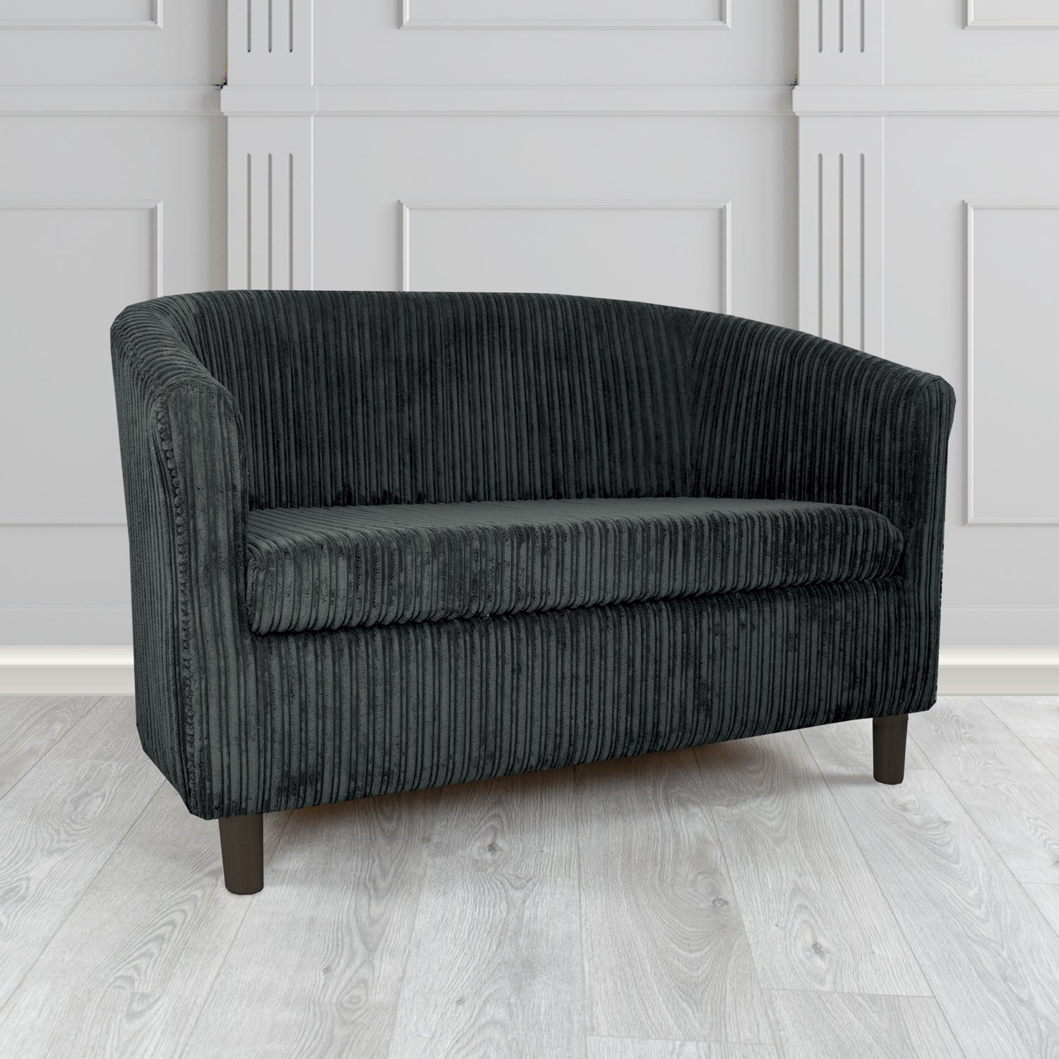 Tuscany Conway Black Plain Texture Fabric 2 Seater Tub Sofa (6582493708330)