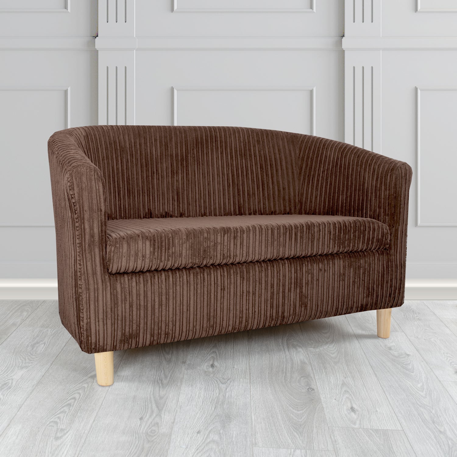 Tuscany Conway Chocolate Plain Texture Fabric 2 Seater Tub Sofa (6582502817834)