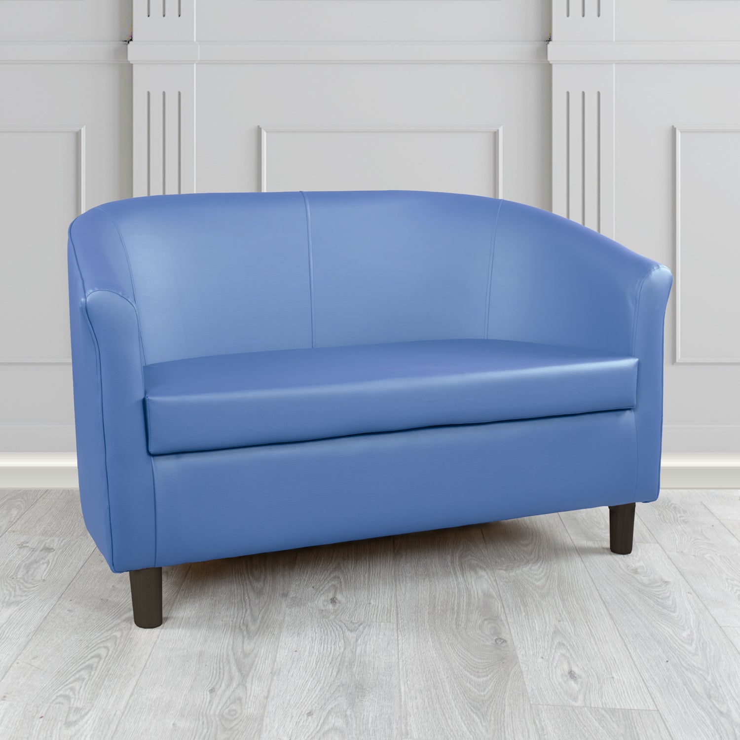 Tuscany Just Colour Blue Steel Crib 5 Faux Leather 2 Seater Tub Sofa - The Tub Chair Shop