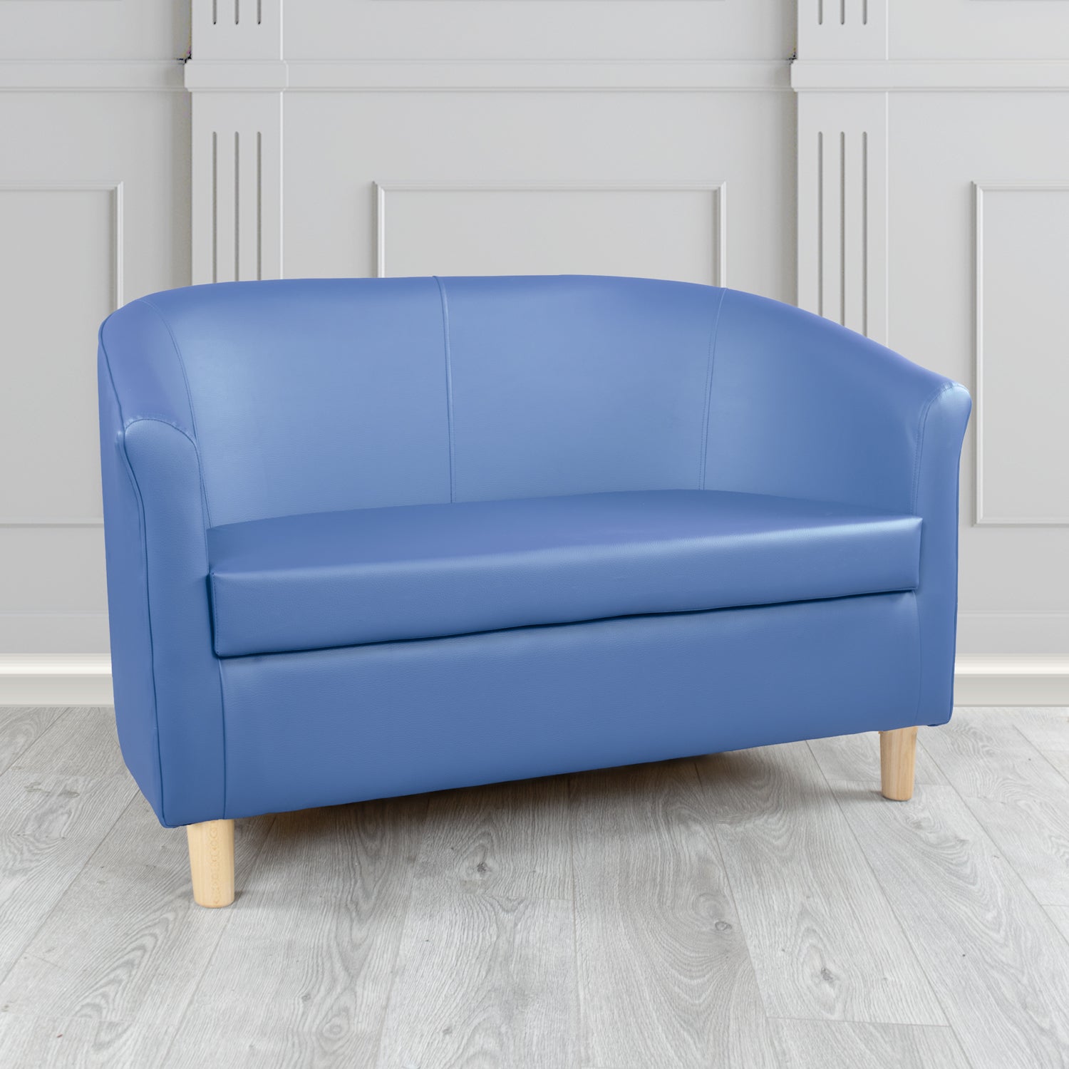 Tuscany Just Colour Blue Steel Crib 5 Faux Leather 2 Seater Tub Sofa - The Tub Chair Shop
