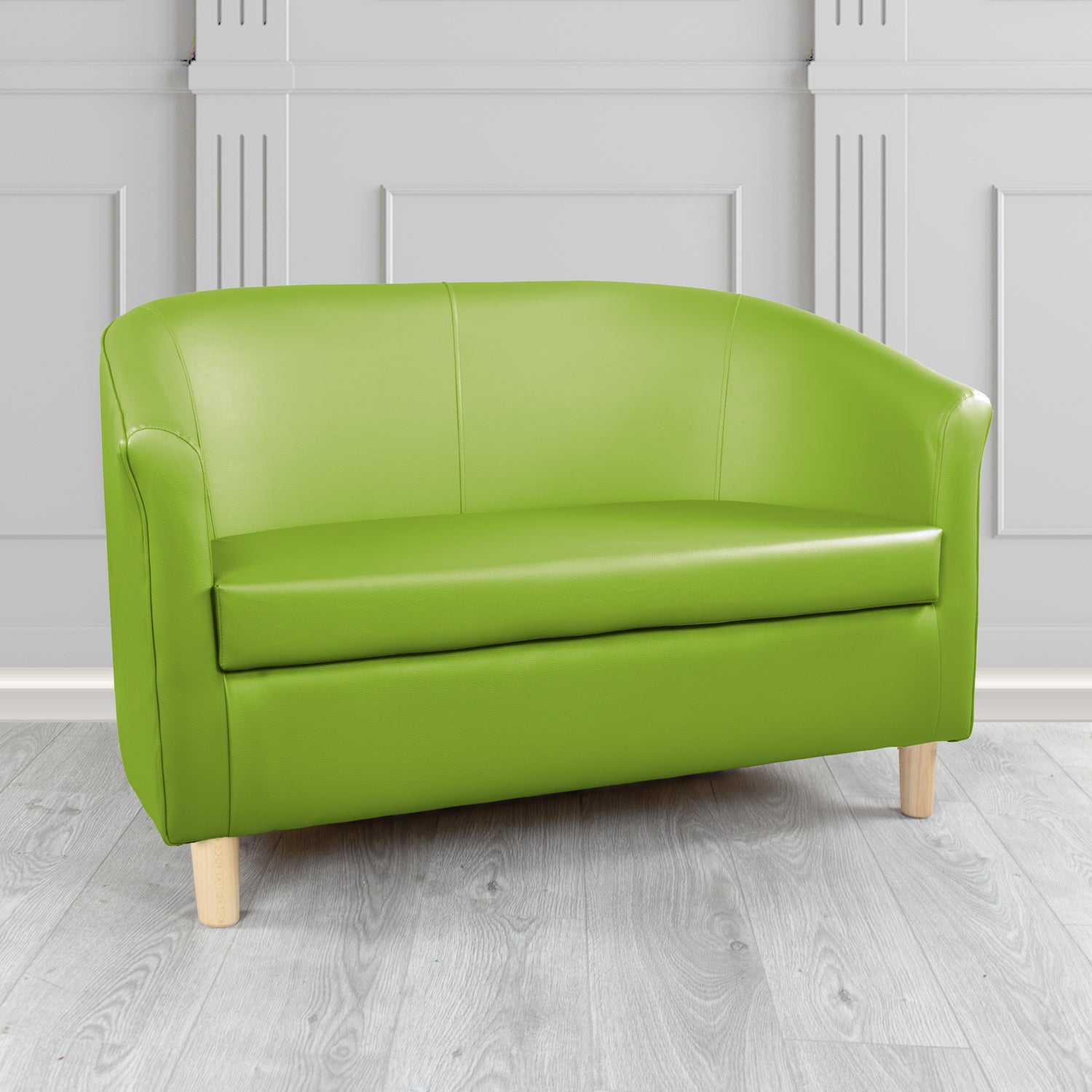 Tuscany Just Colour Citrus Green Crib 5 Faux Leather 2 Seater Tub Sofa - The Tub Chair Shop