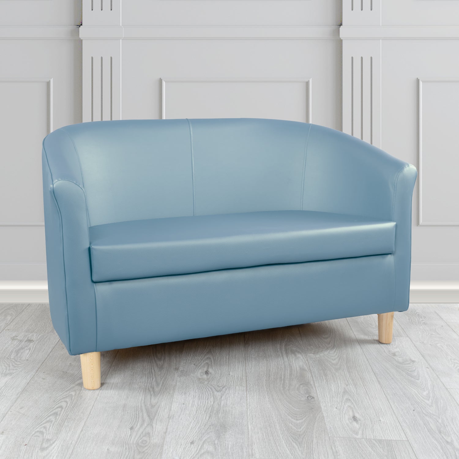 Tuscany Just Colour Cool Blue Crib 5 Faux Leather 2 Seater Tub Sofa - The Tub Chair Shop