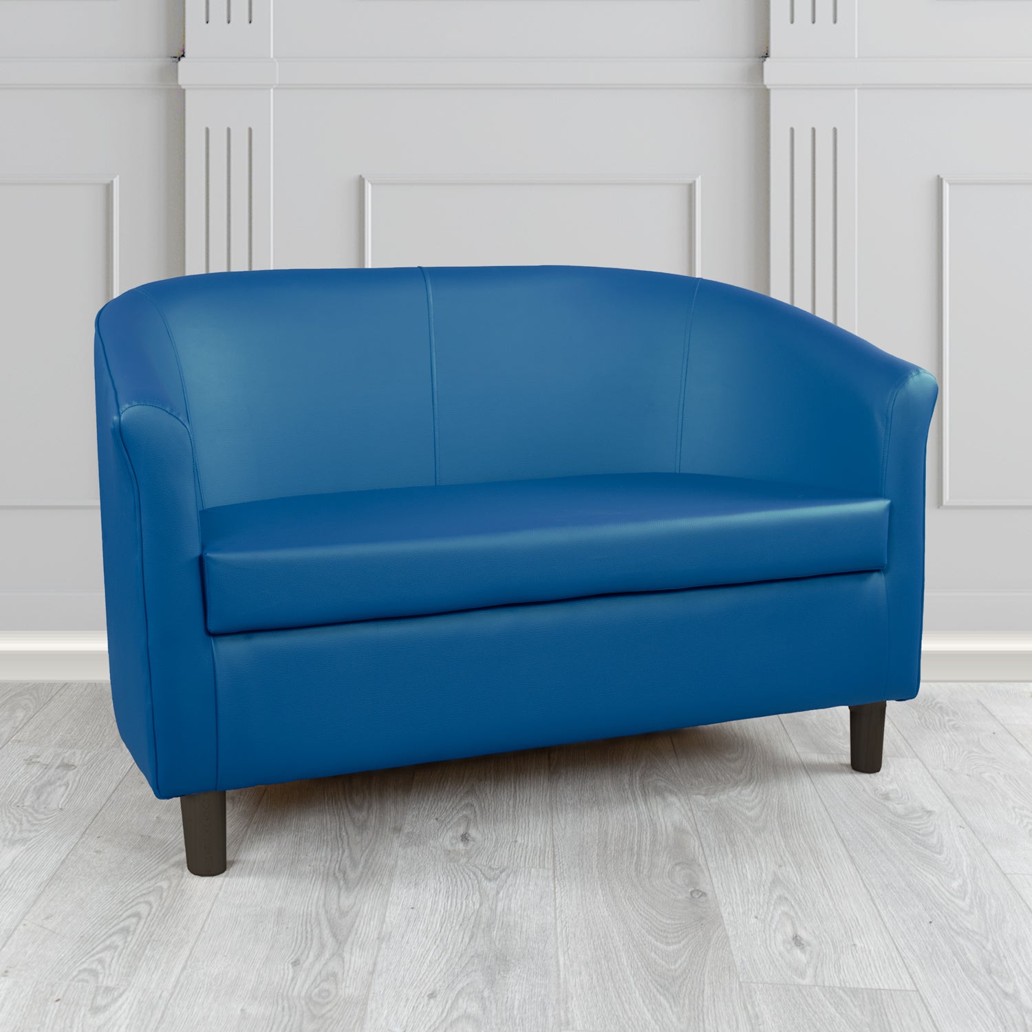 Blue faux shop leather sofa