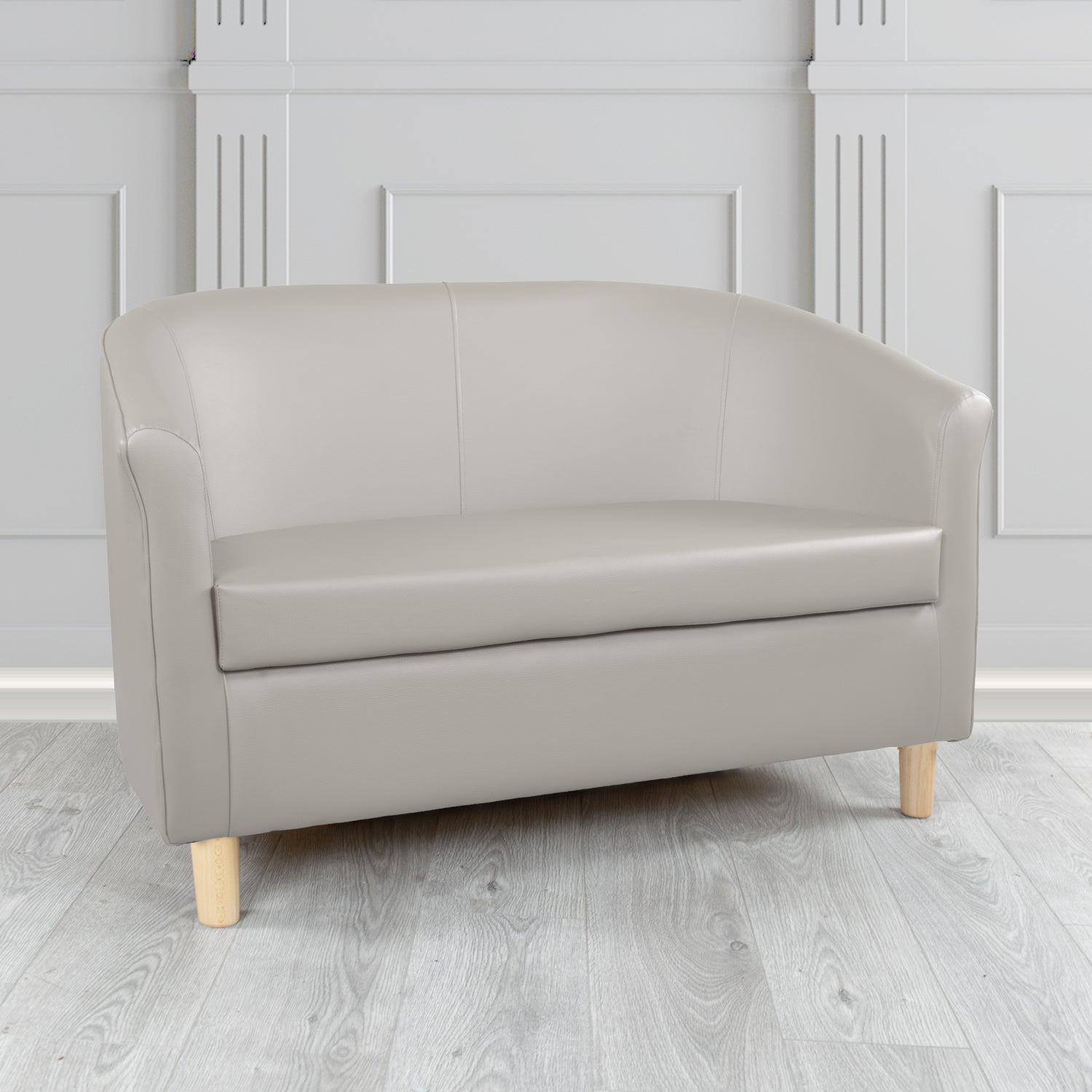 Tuscany Just Colour Putty Crib 5 Faux Leather 2 Seater Tub Sofa - The Tub Chair Shop