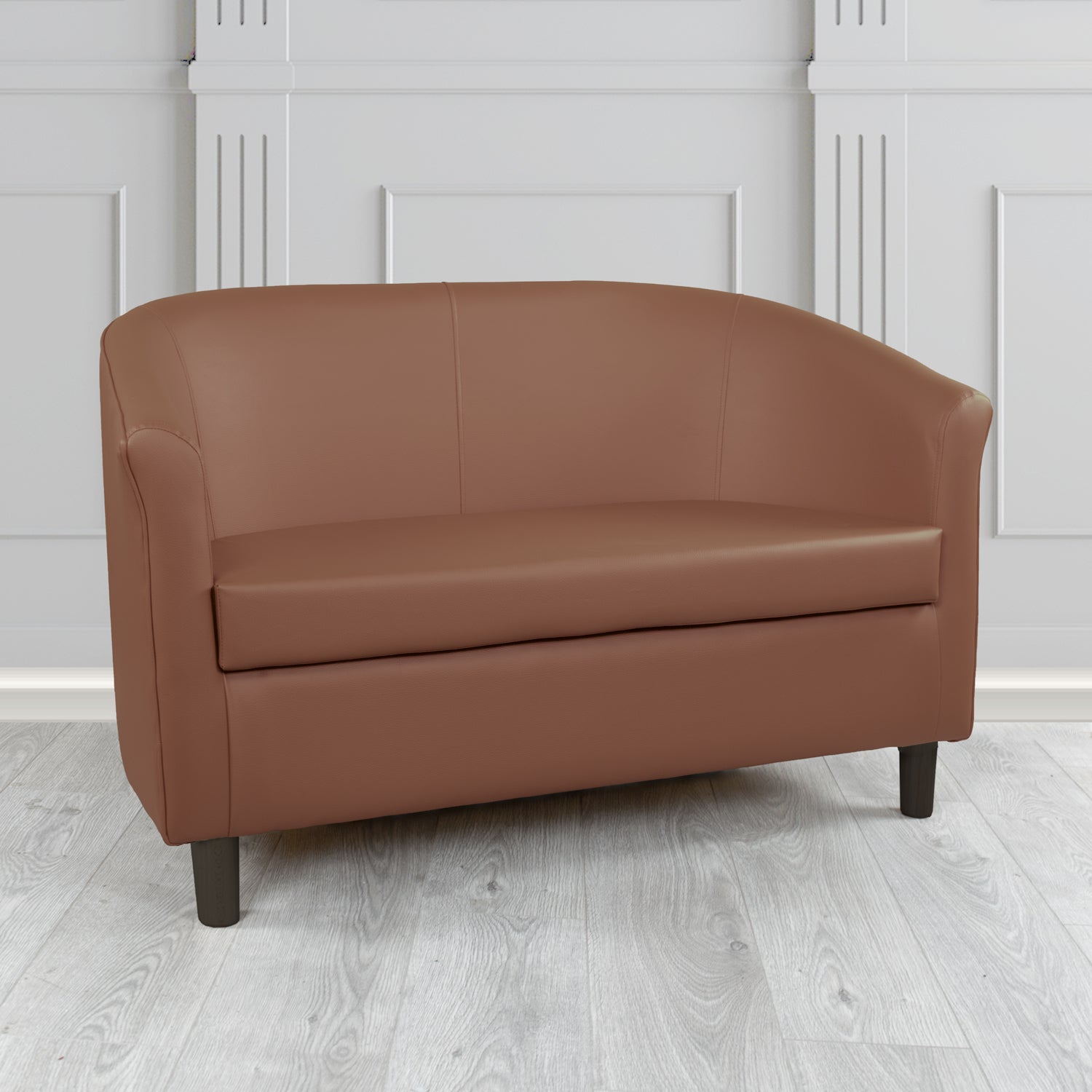 Tuscany Just Colour Walnut Crib 5 Faux Leather 2 Seater Tub Sofa - The Tub Chair Shop