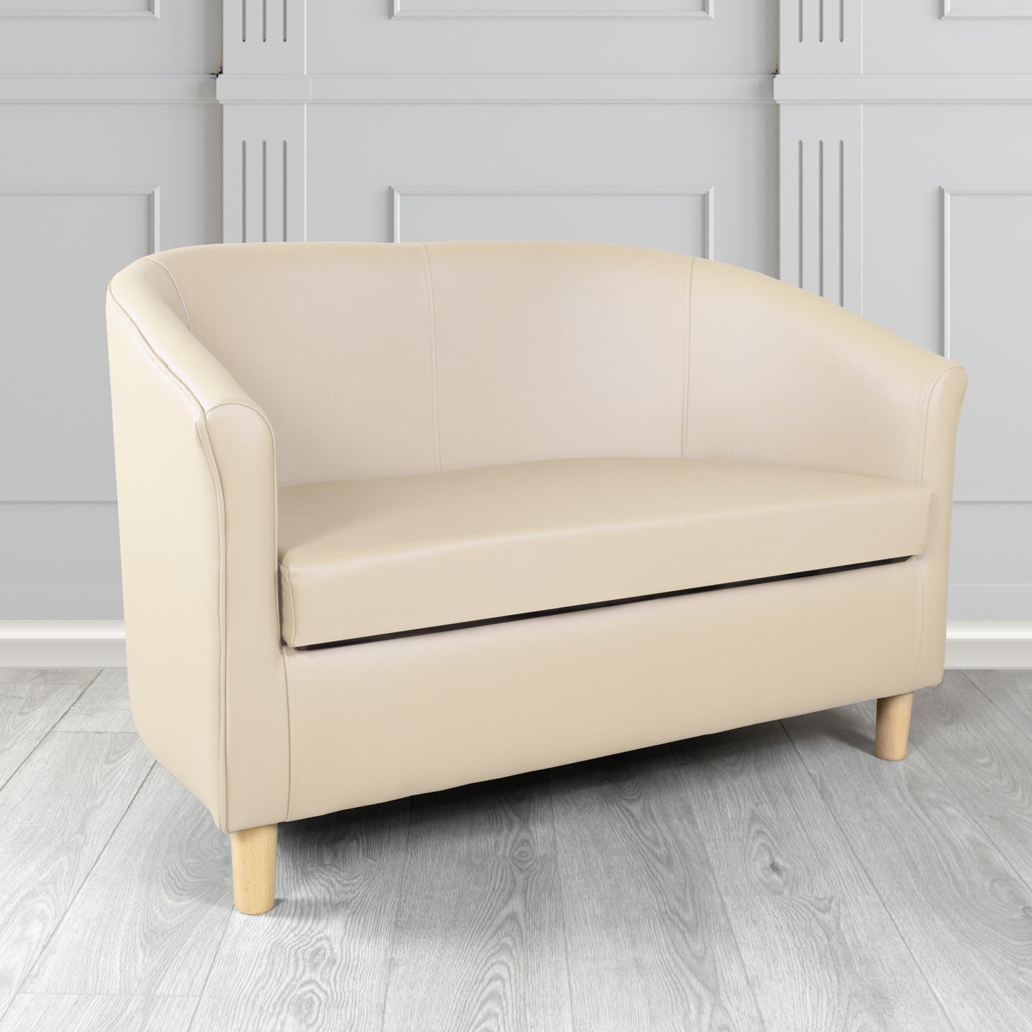 Tuscany Shelly Almond Crib 5 Genuine Leather 2 Seater Tub Sofa