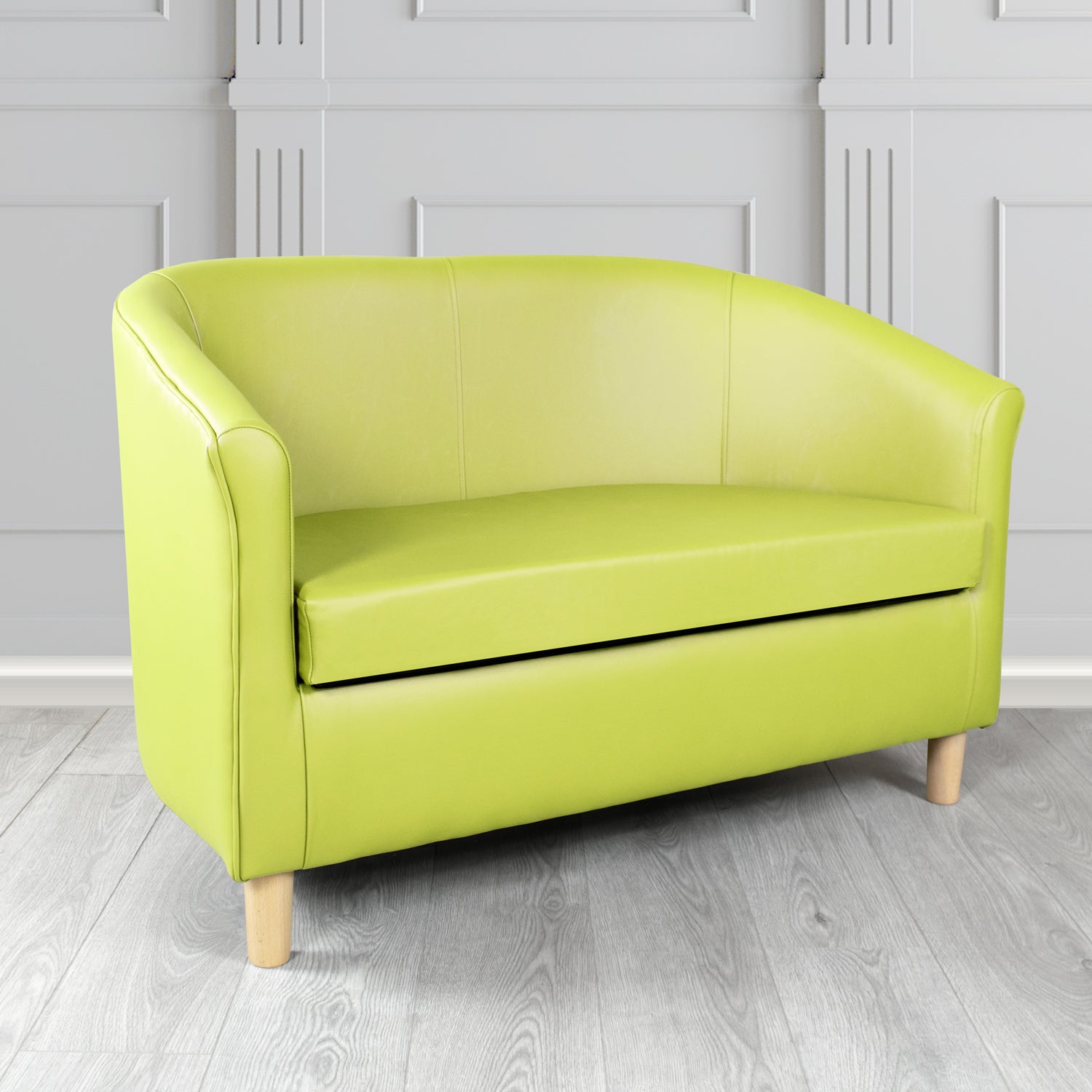 Tuscany Shelly Chartreuse Crib 5 Genuine Leather 2 Seater Tub Sofa