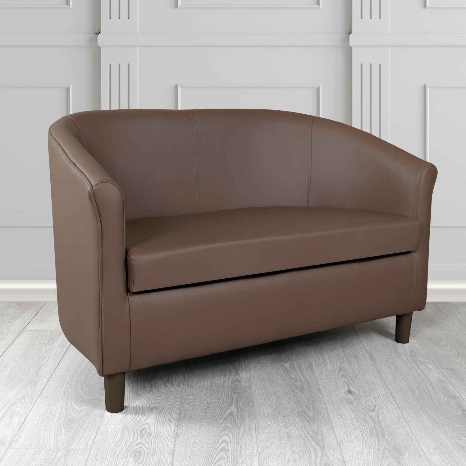 Tuscany Shelly Dark Chocolate Crib 5 Genuine Leather 2 Seater Tub Sofa