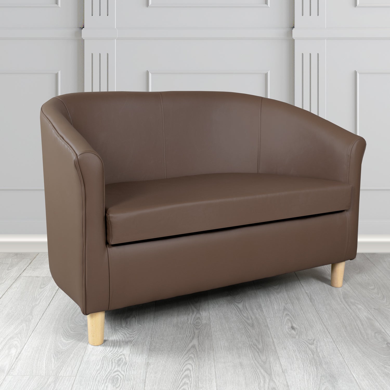 Tuscany Shelly Dark Chocolate Crib 5 Genuine Leather 2 Seater Tub Sofa - The Tub Chair Shop