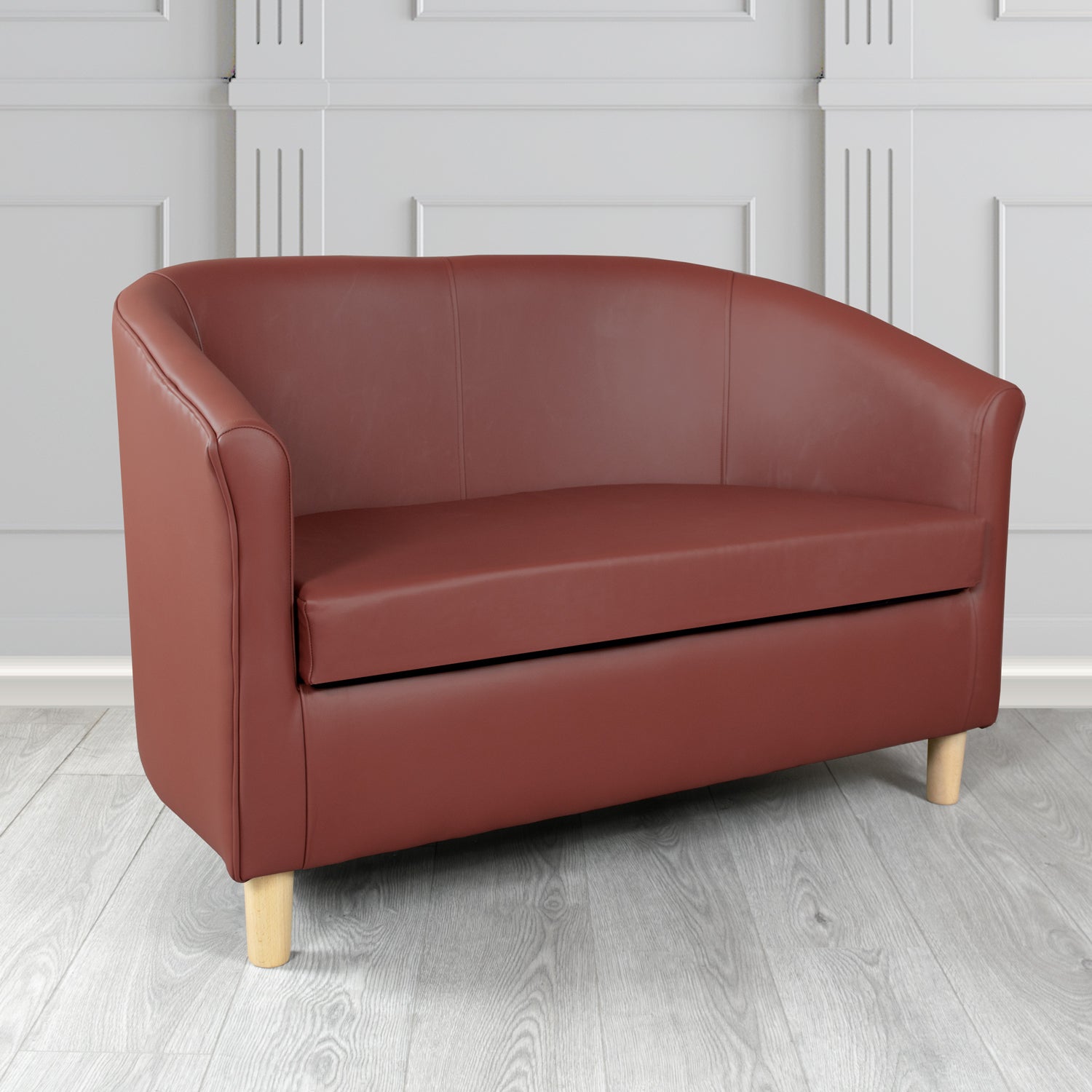 Tuscany Shelly Dark Grape Crib 5 Genuine Leather 2 Seater Tub Sofa - The Tub Chair Shop
