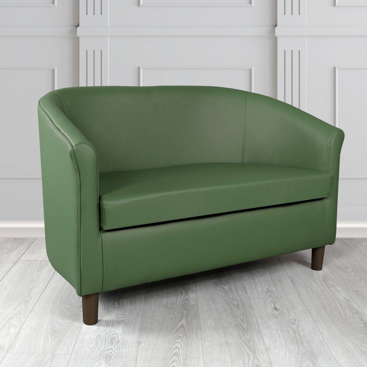 Tuscany Shelly Forest Green Crib 5 Genuine Leather 2 Seater Tub Sofa