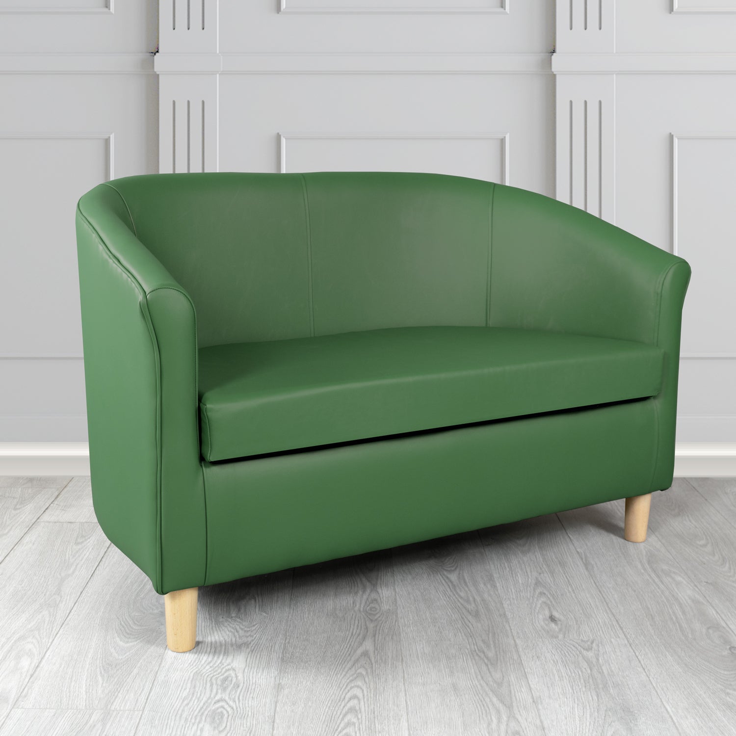 Tuscany Shelly Jade Green Crib 5 Genuine Leather 2 Seater Tub Sofa