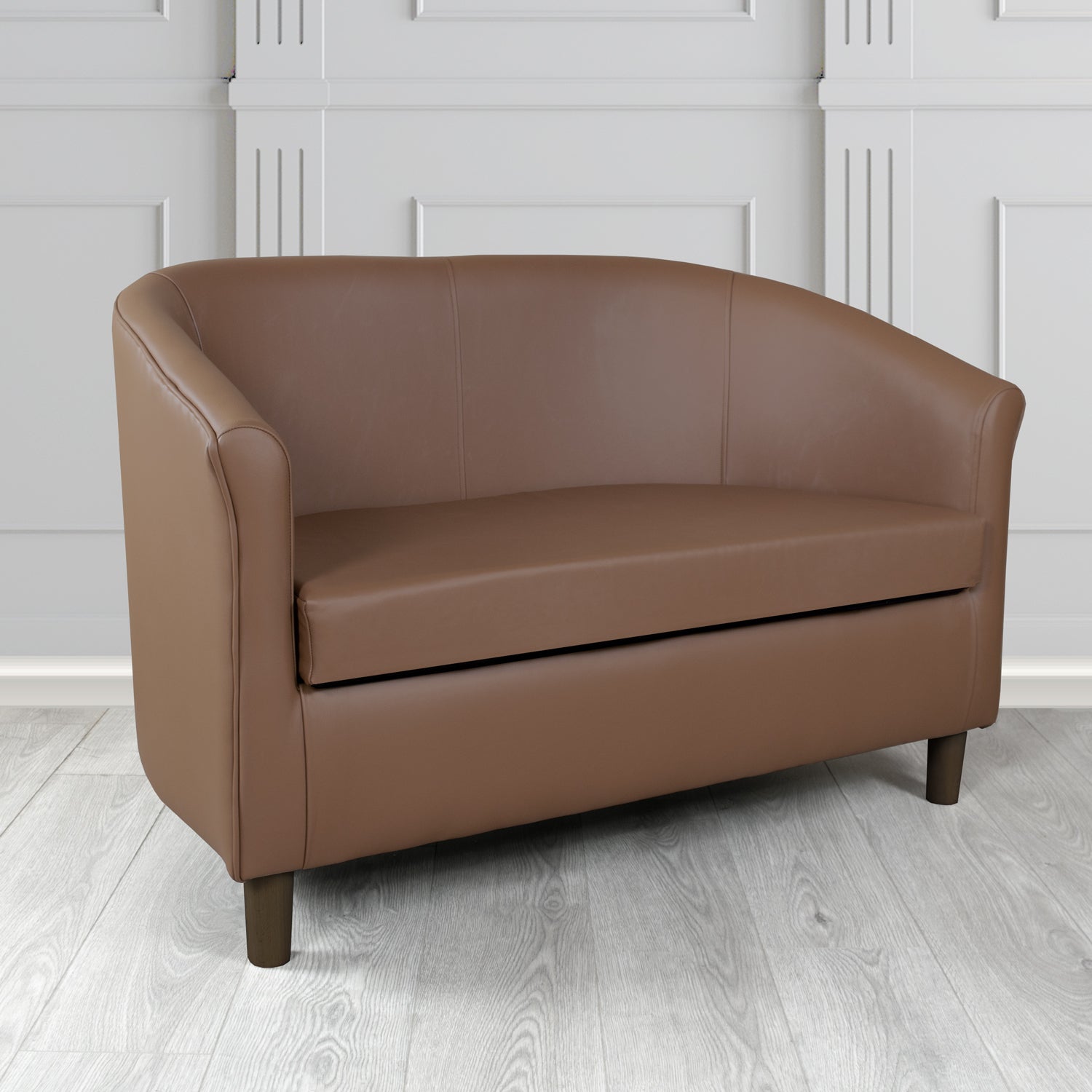Tuscany Shelly Mocha Crib 5 Genuine Leather 2 Seater Tub Sofa