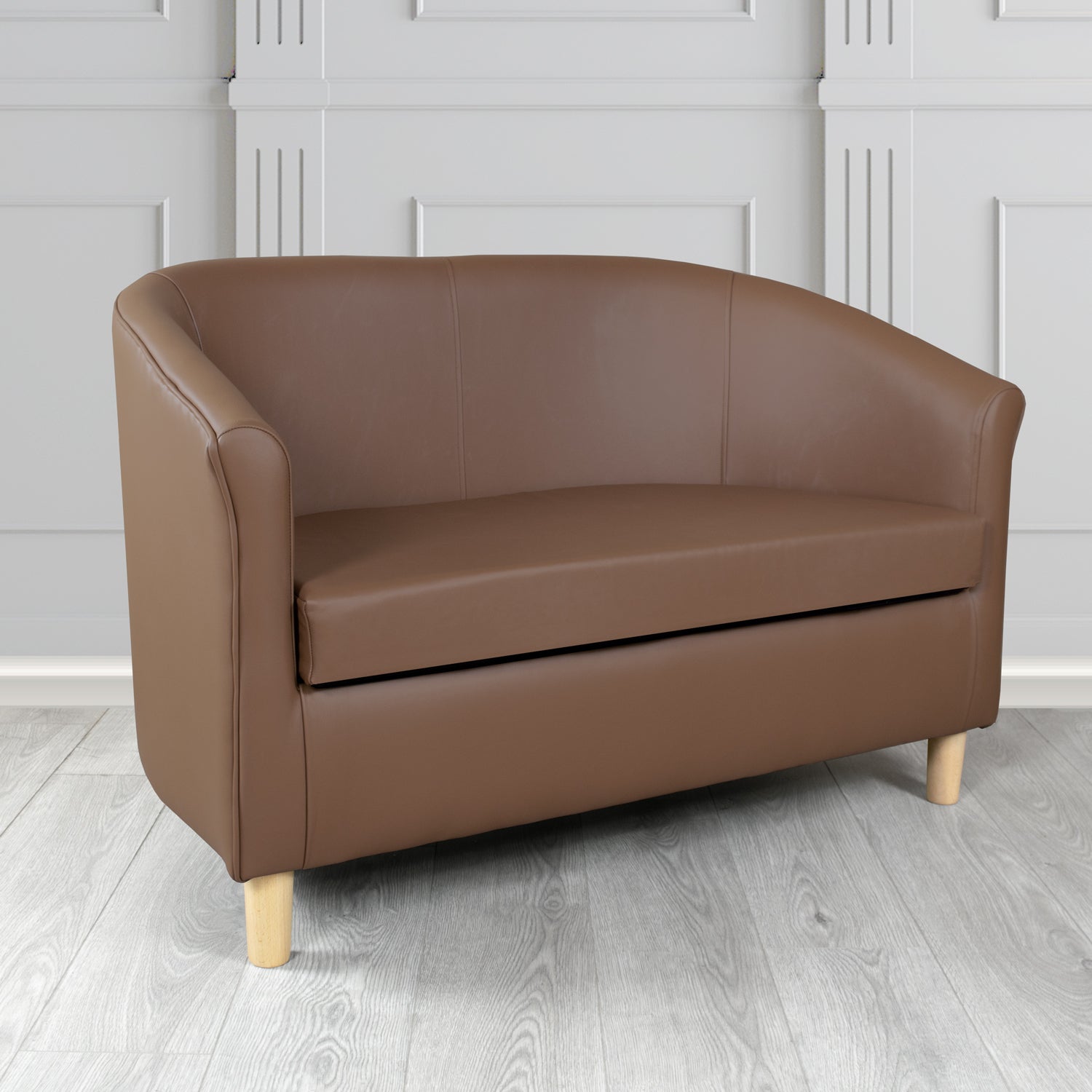 Tuscany Shelly Mocha Crib 5 Genuine Leather 2 Seater Tub Sofa