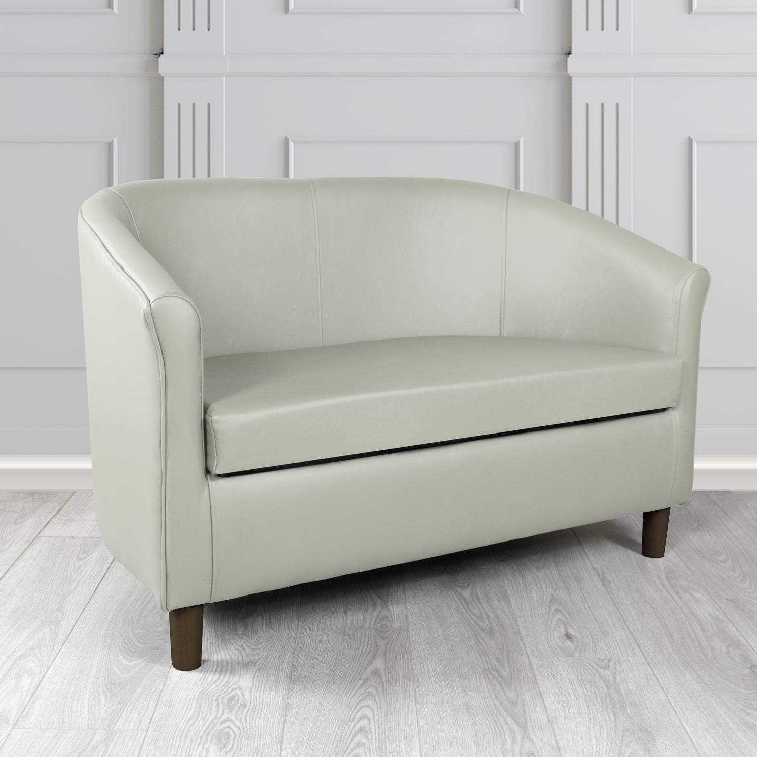 Tuscany Shelly Silver Grey Crib 5 Genuine Leather 2 Seater Tub Sofa - The Tub Chair Shop