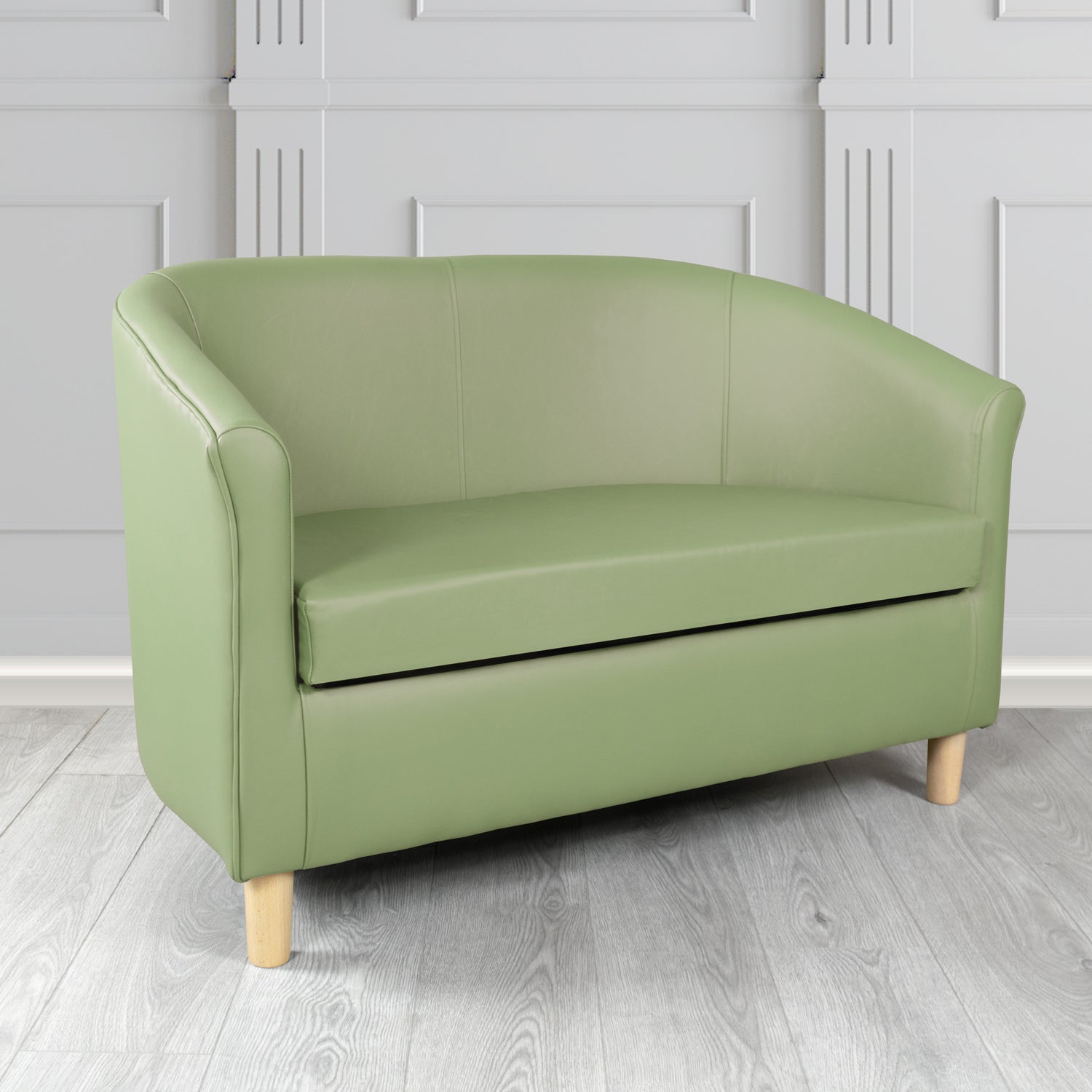 Tuscany Shelly Thyme Green Crib 5 Genuine Leather 2 Seater Tub Sofa - The Tub Chair Shop