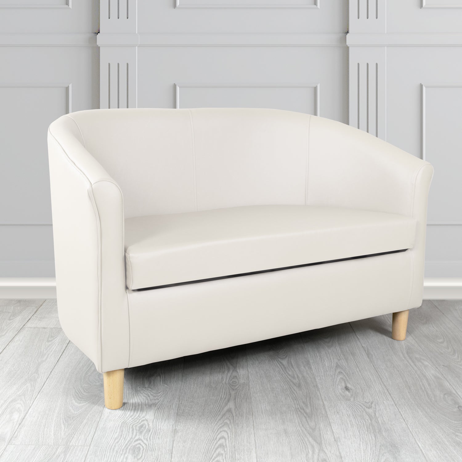 Tuscany Shelly White Crib 5 Genuine Leather 2 Seater Tub Sofa - The Tub Chair Shop