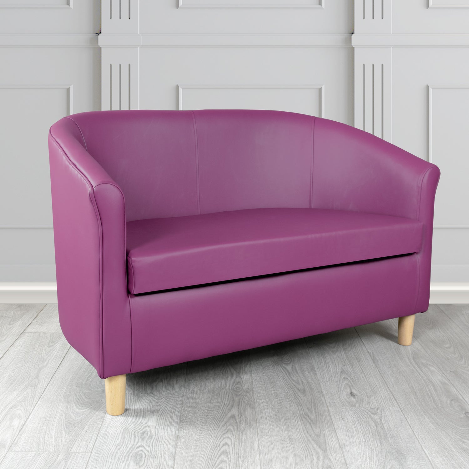 Tuscany Shelly Wineberry Crib 5 Genuine Leather 2 Seater Tub Sofa - The Tub Chair Shop