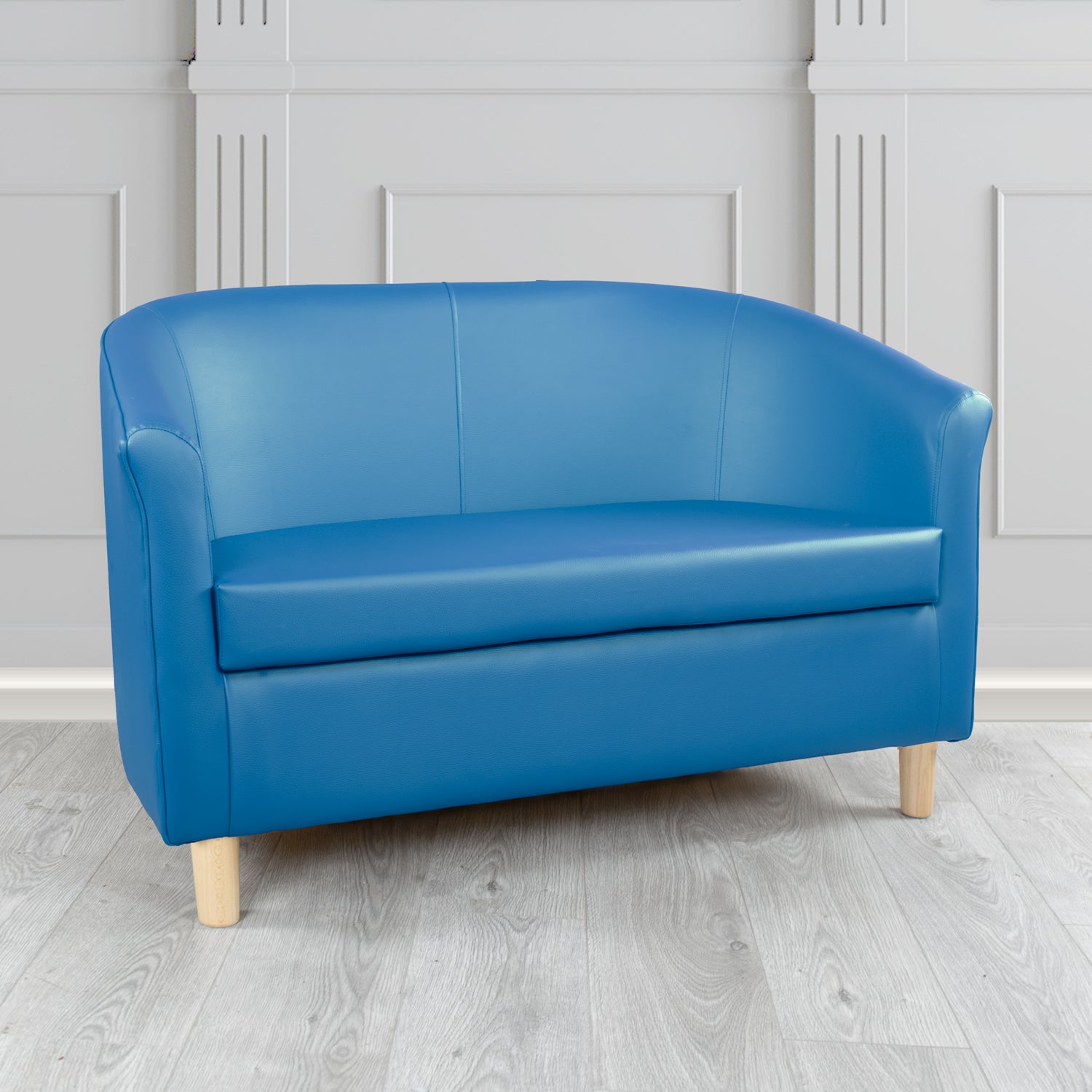 Tuscany Blue Faux Leather 2 Seater Tub Sofa (4547124592682)