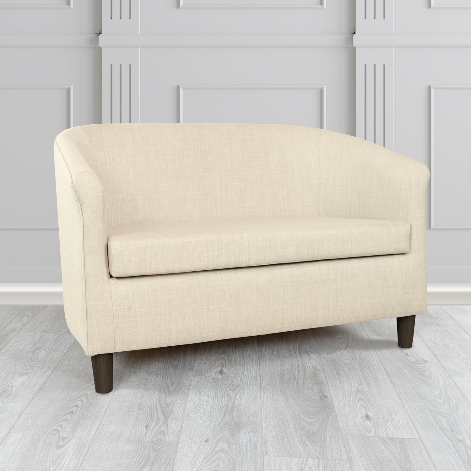 Tuscany Charles Cream Plain Linen Fabric 2 Seater Tub Sofa - The Tub Chair Shop