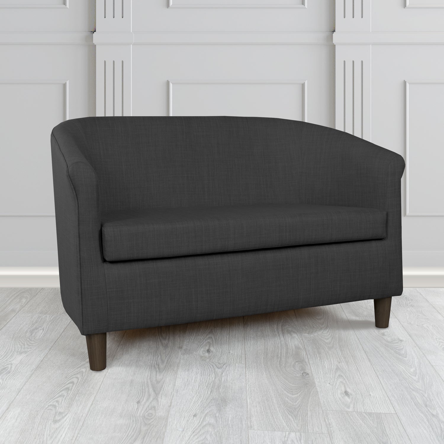 Tuscany Charles Ebony Plain Linen Fabric 2 Seater Tub Sofa - The Tub Chair Shop