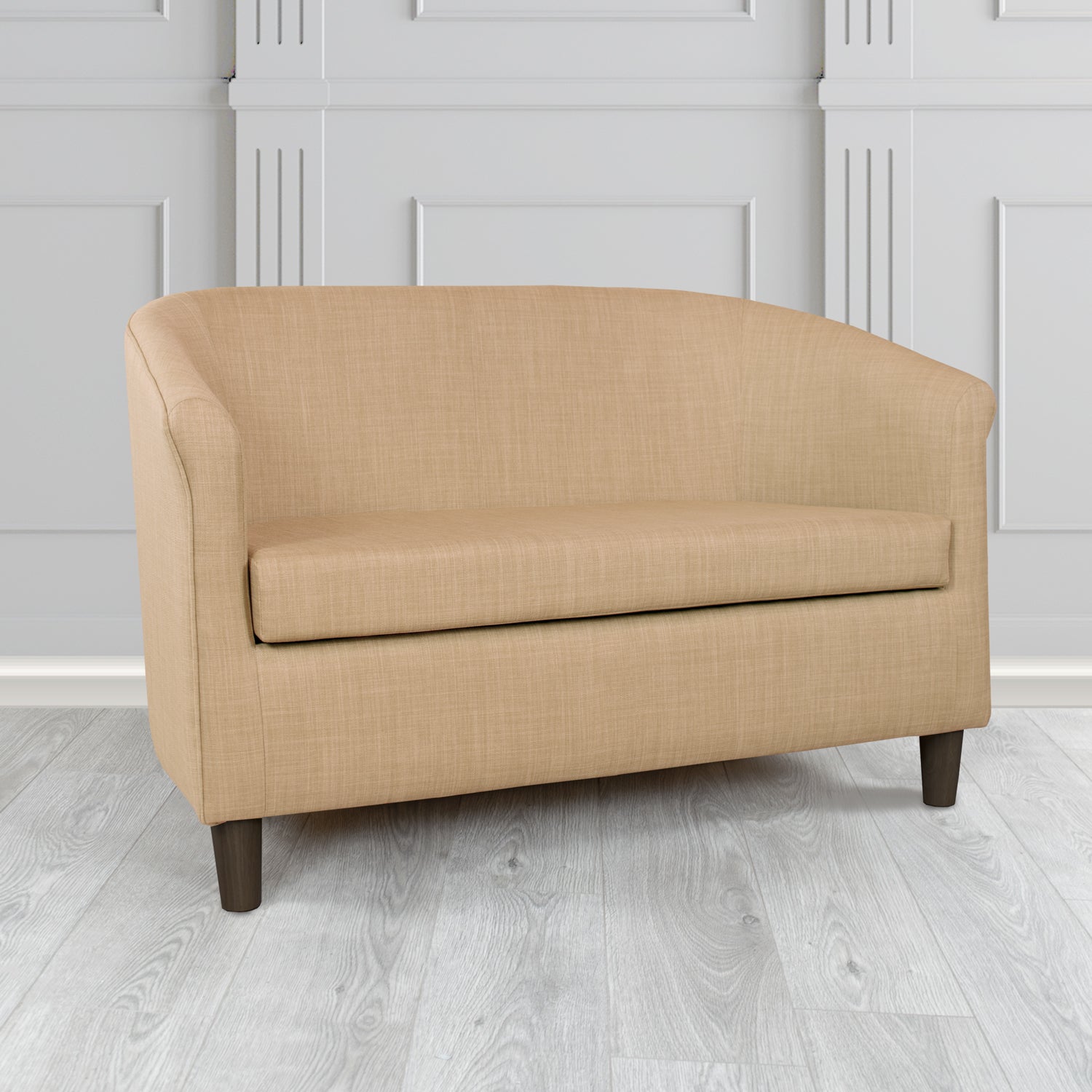 Tuscany Charles Honey Plain Linen Fabric 2 Seater Tub Sofa - The Tub Chair Shop