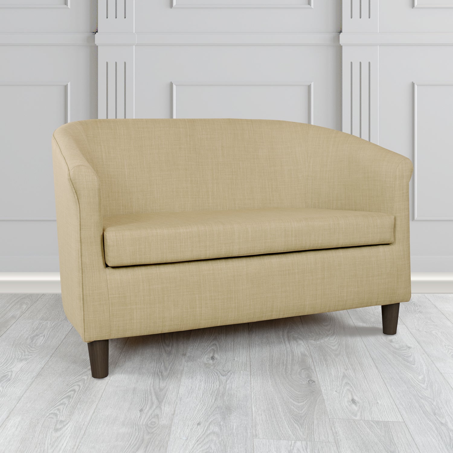 Tuscany Charles Mink Plain Linen Fabric 2 Seater Tub Sofa - The Tub Chair Shop