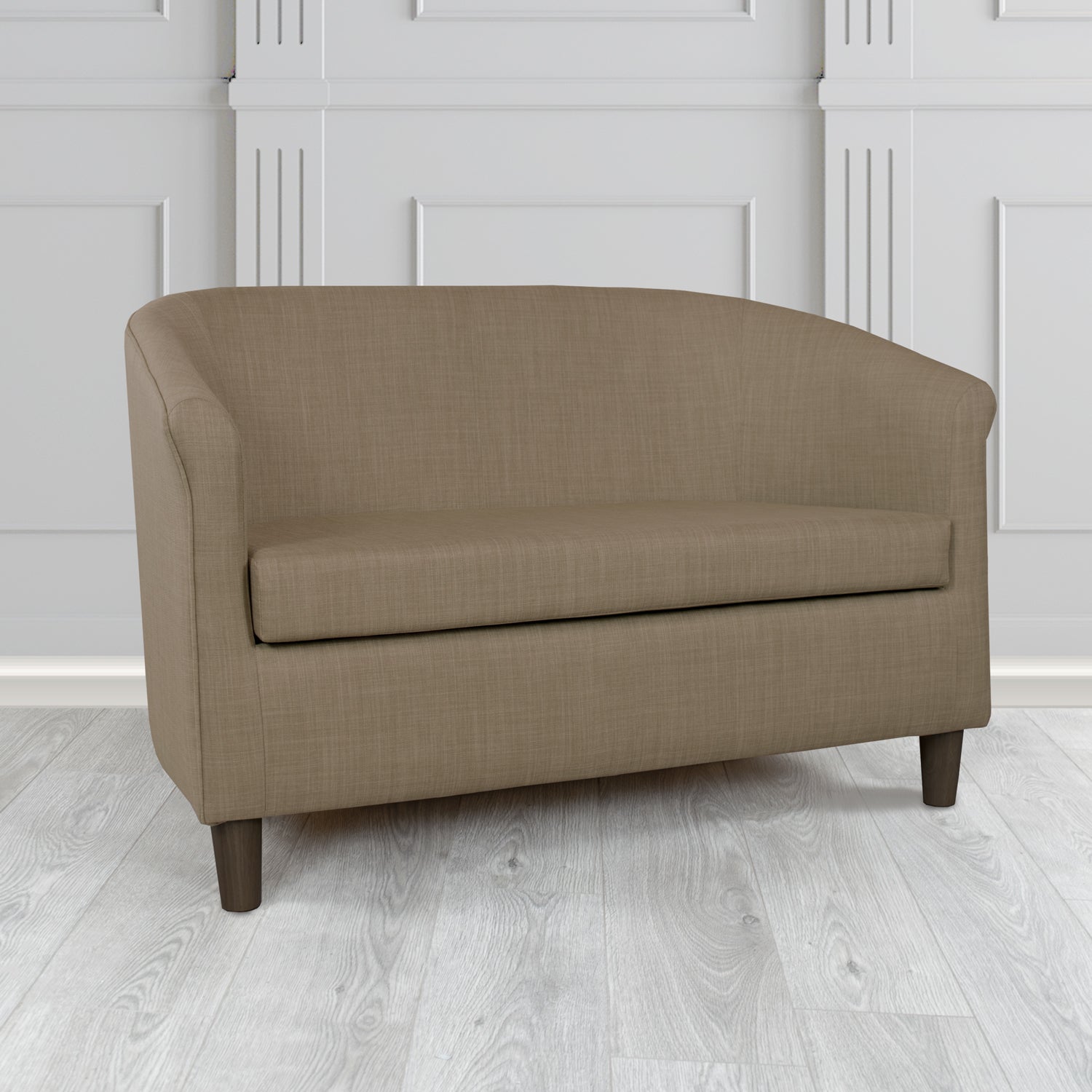 Tuscany Charles Nutmeg Plain Linen Fabric 2 Seater Tub Sofa - The Tub Chair Shop