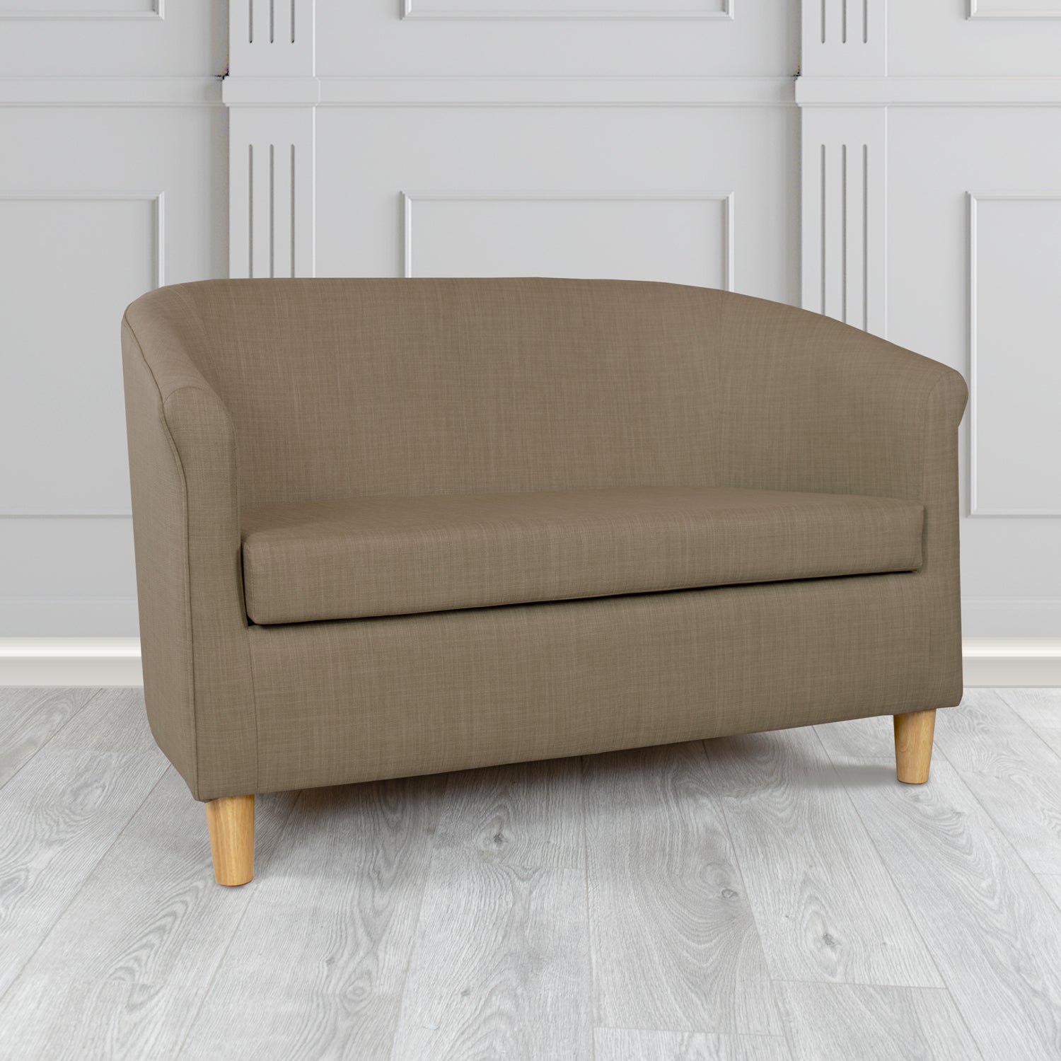 Tuscany Charles Nutmeg Plain Linen Fabric 2 Seater Tub Sofa - The Tub Chair Shop