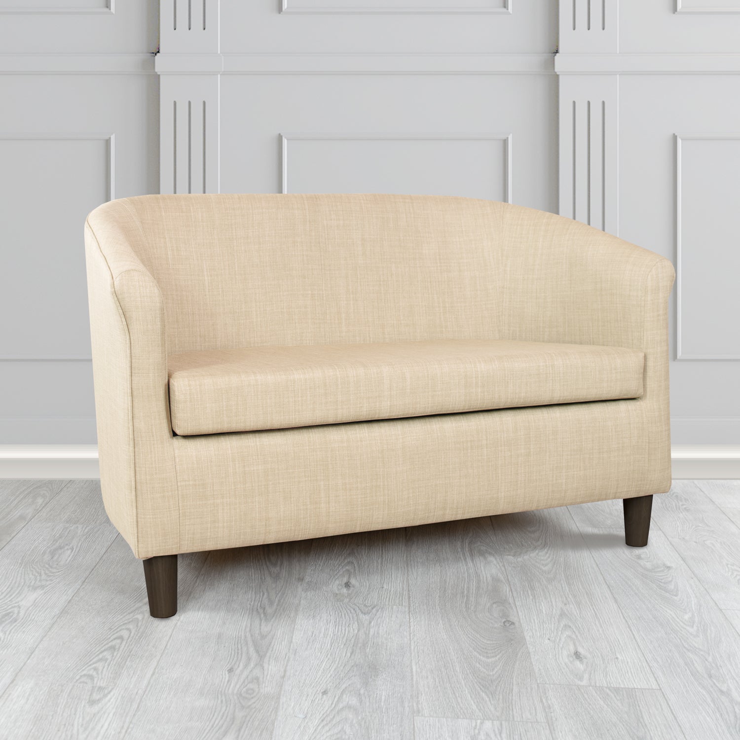 Tuscany Charles Pearl Plain Linen Fabric 2 Seater Tub Sofa - The Tub Chair Shop