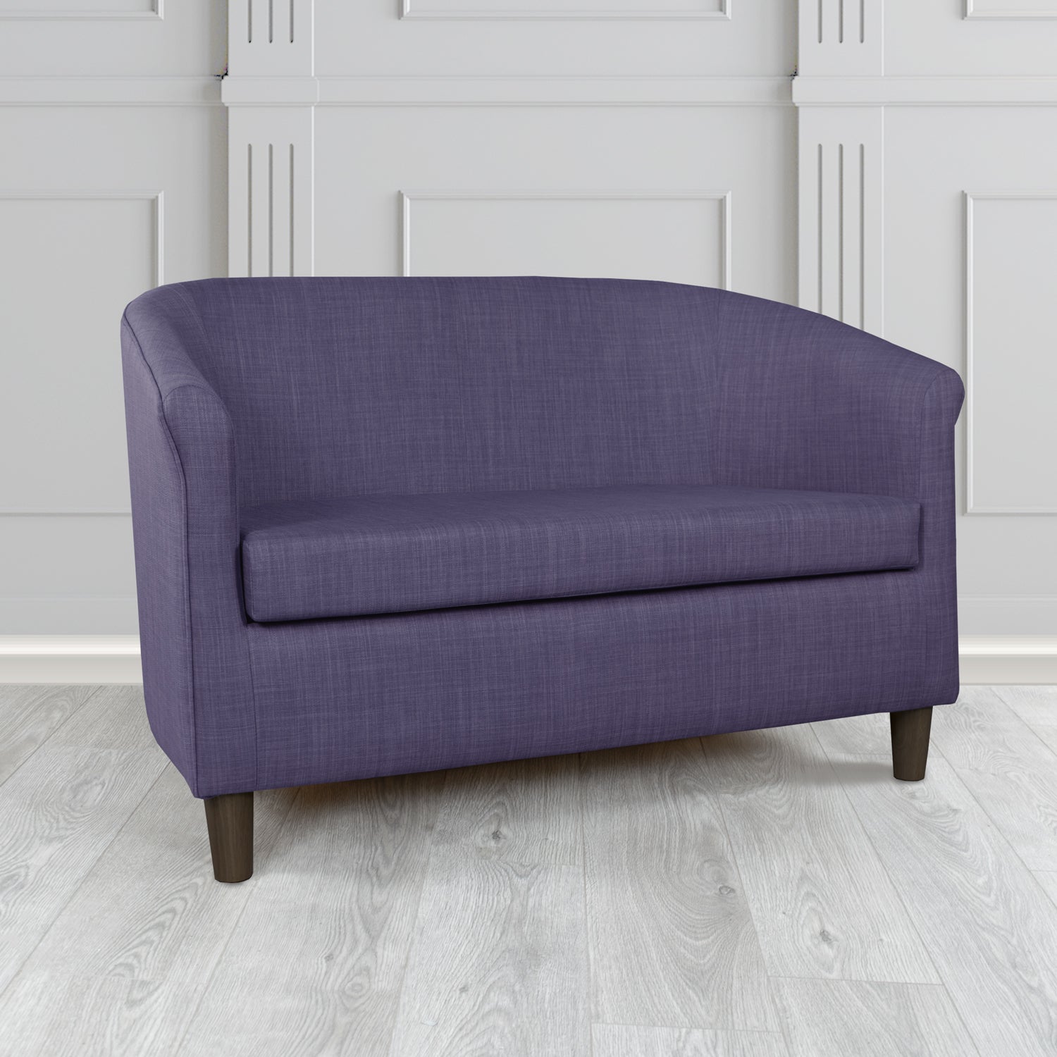 Tuscany Charles Purple Plain Linen Fabric 2 Seater Tub Sofa - The Tub Chair Shop