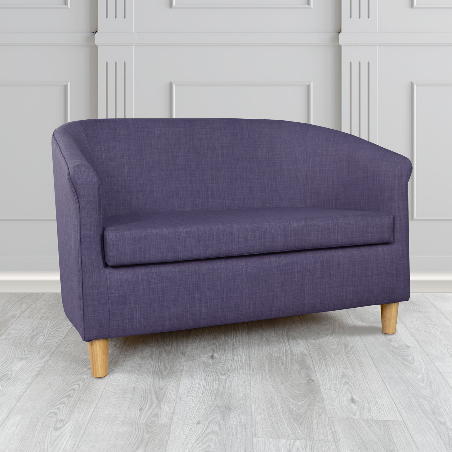 Tuscany Charles Purple Plain Linen Fabric 2 Seater Tub Sofa - The Tub Chair Shop