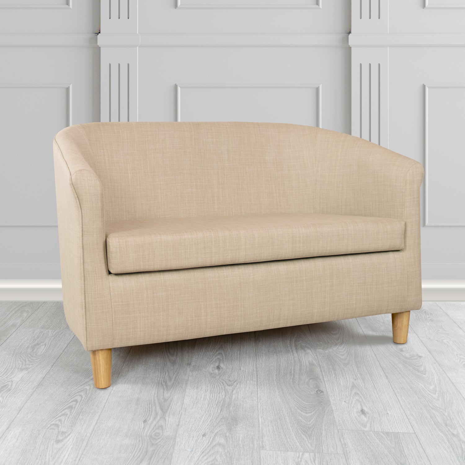 Tuscany Charles Sand Plain Linen Fabric 2 Seater Tub Sofa - The Tub Chair Shop