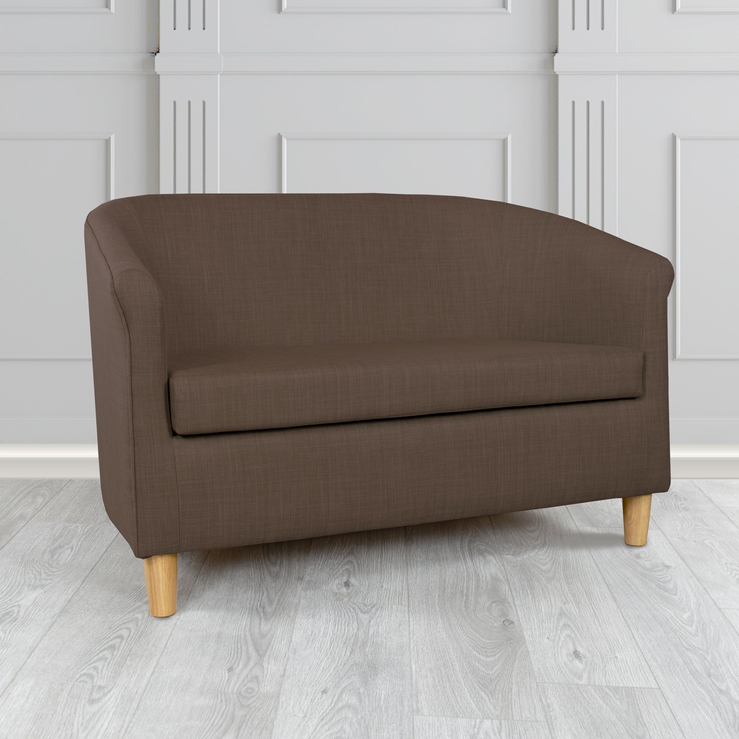 Tuscany Charles Sandalwood Plain Linen Fabric 2 Seater Tub Sofa - The Tub Chair Shop