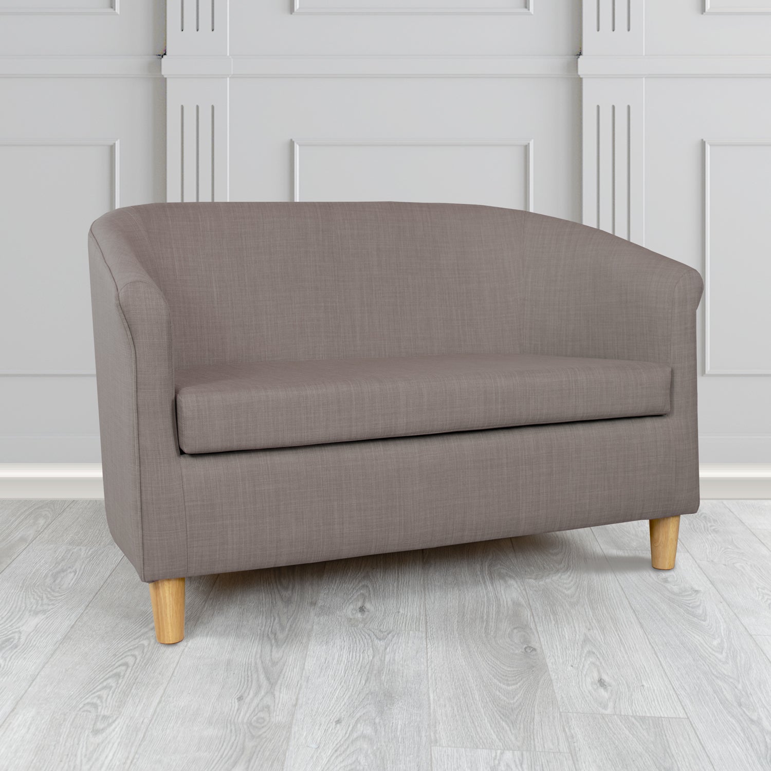 Tuscany Charles Slate Plain Linen Fabric 2 Seater Tub Sofa - The Tub Chair Shop