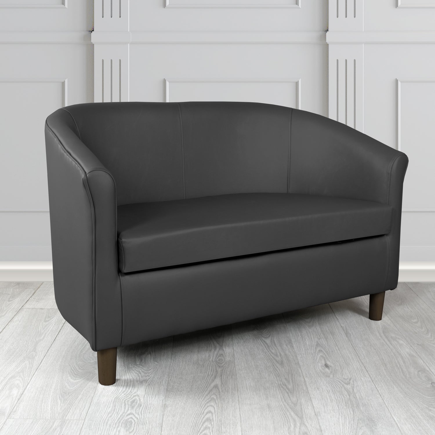 Tuscany 2 Seater Tub Sofa in Contempo Black Crib 5 Genuine Leather